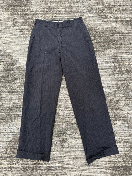 Rare 1940s–1950s Wool Stripe Work Pants Vintage Pinstripe Trousers