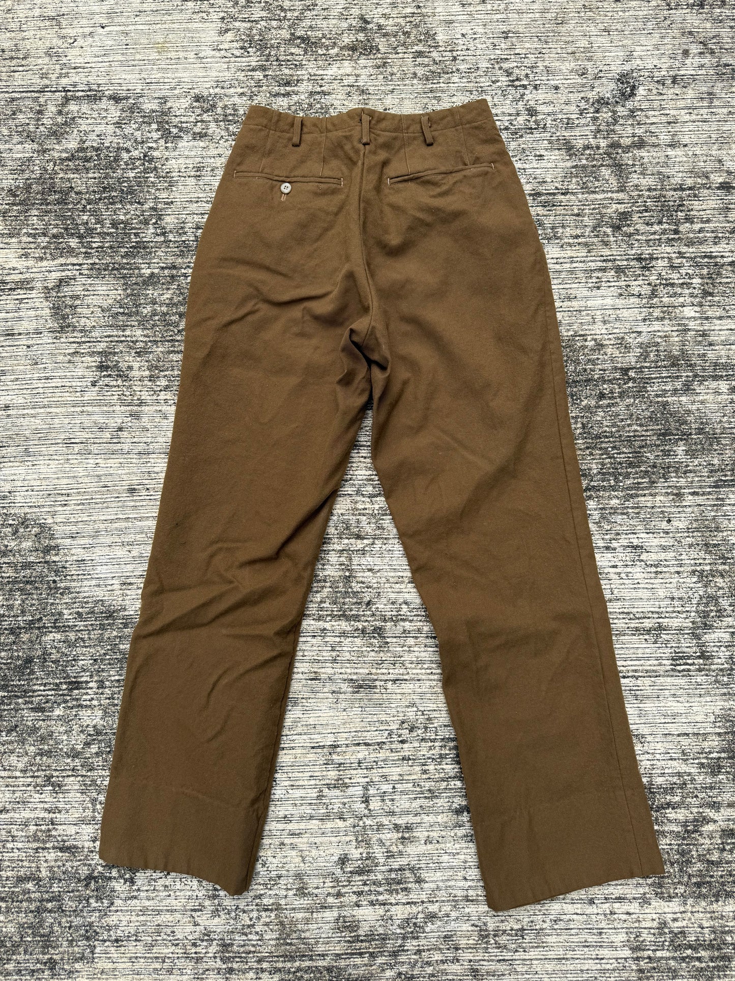 Rare 1960s Brown Wool Work Trousers Vintage European Tailored Slacks