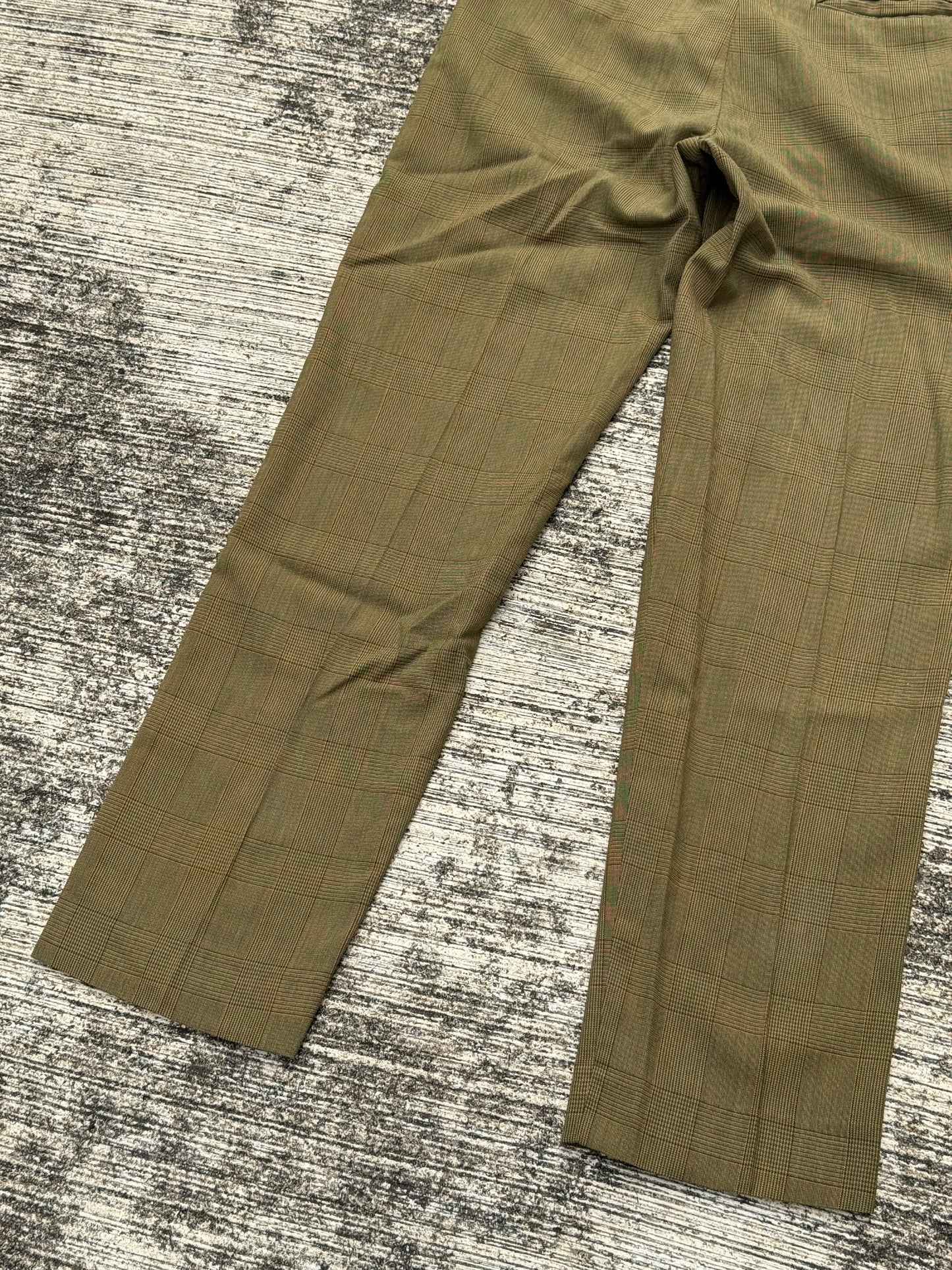 Vintage 1960s Post-Grad Glen Check Pants with Talon Zipper – Olive Brown Plaid Dress Trousers