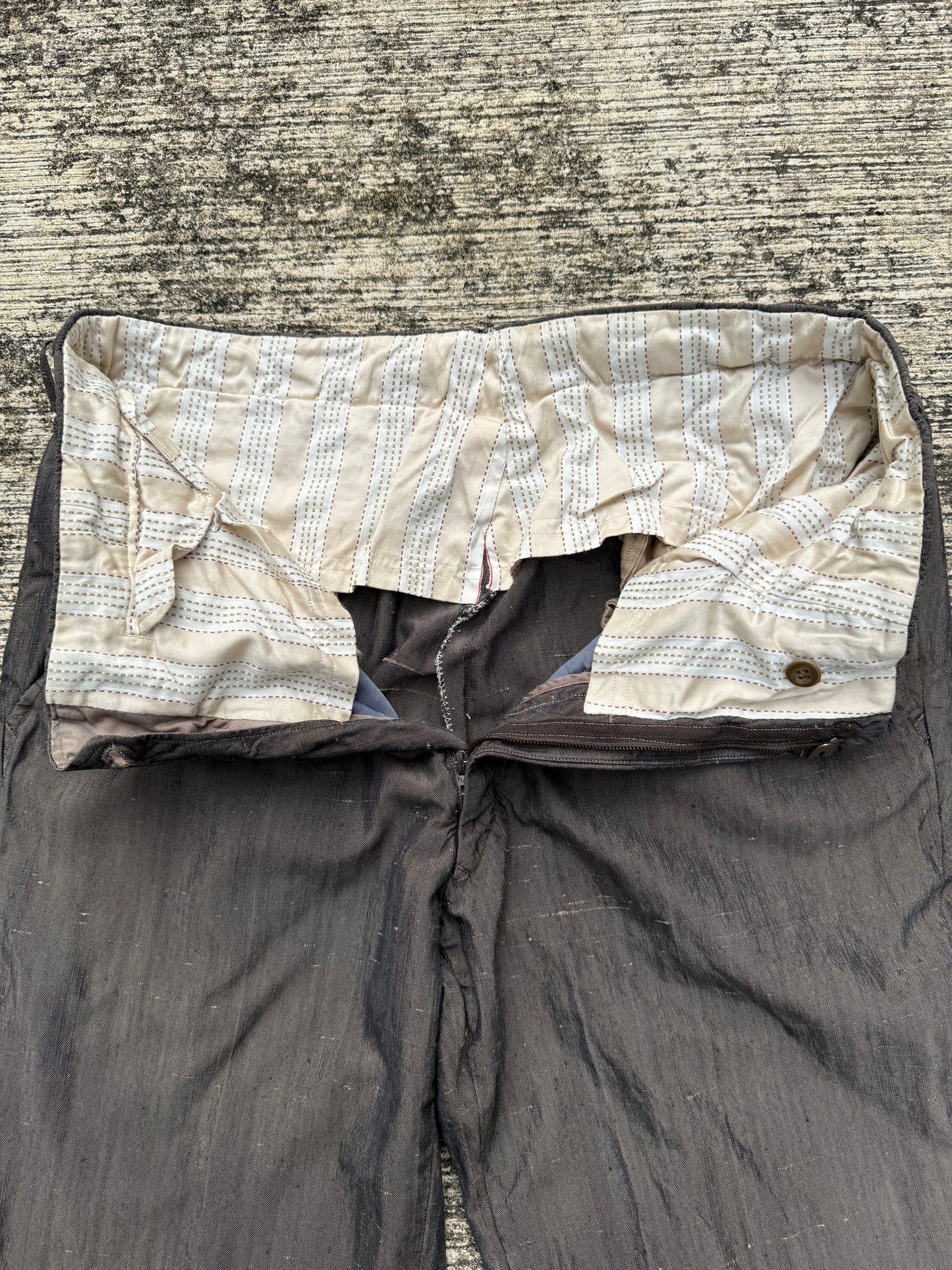 Vintage 1950s–60s Dark Brown Sharkskin Trousers