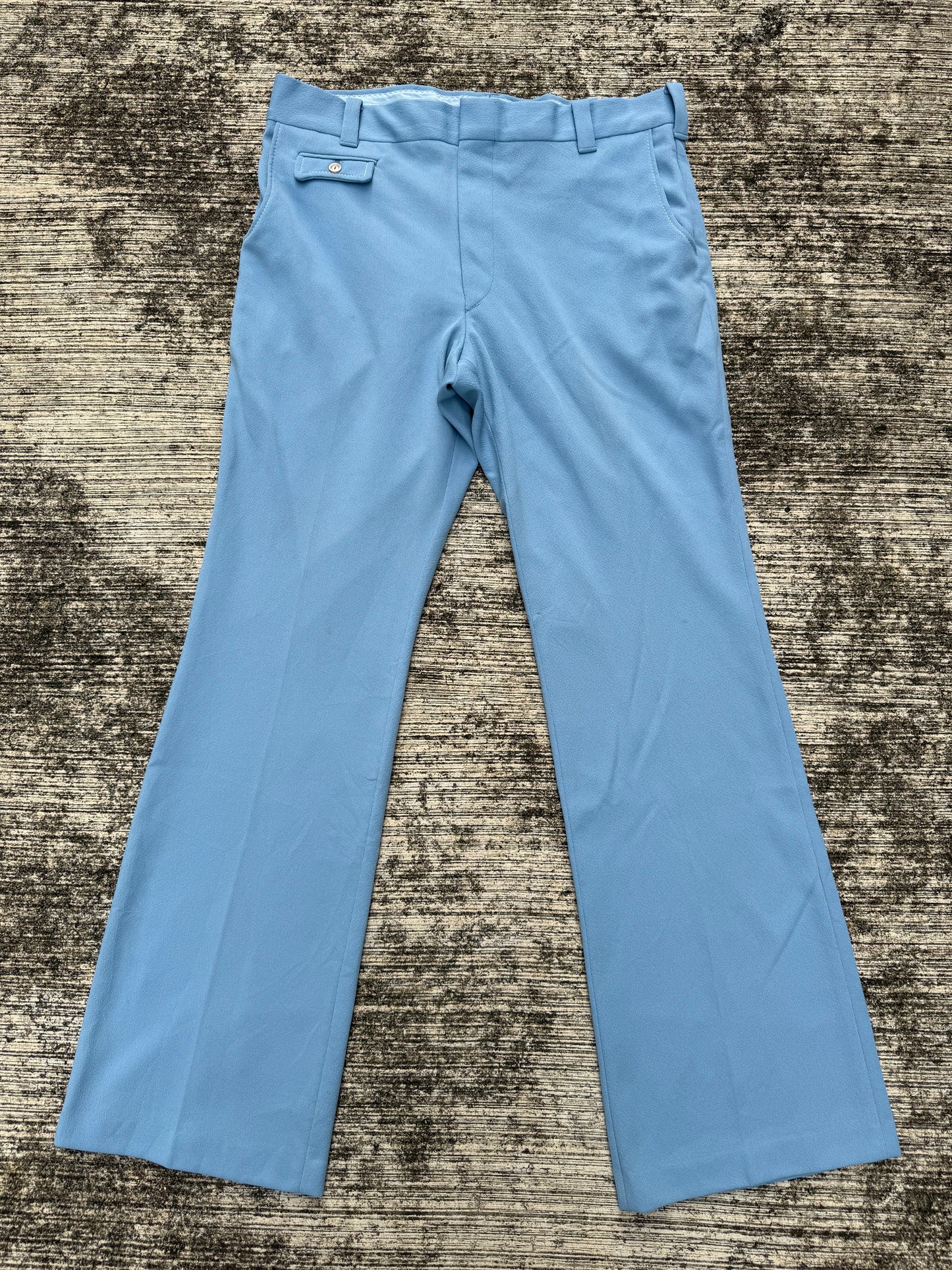 Vintage 1970s Light Blue Flare Trousers Wide Leg Disco Era Pants