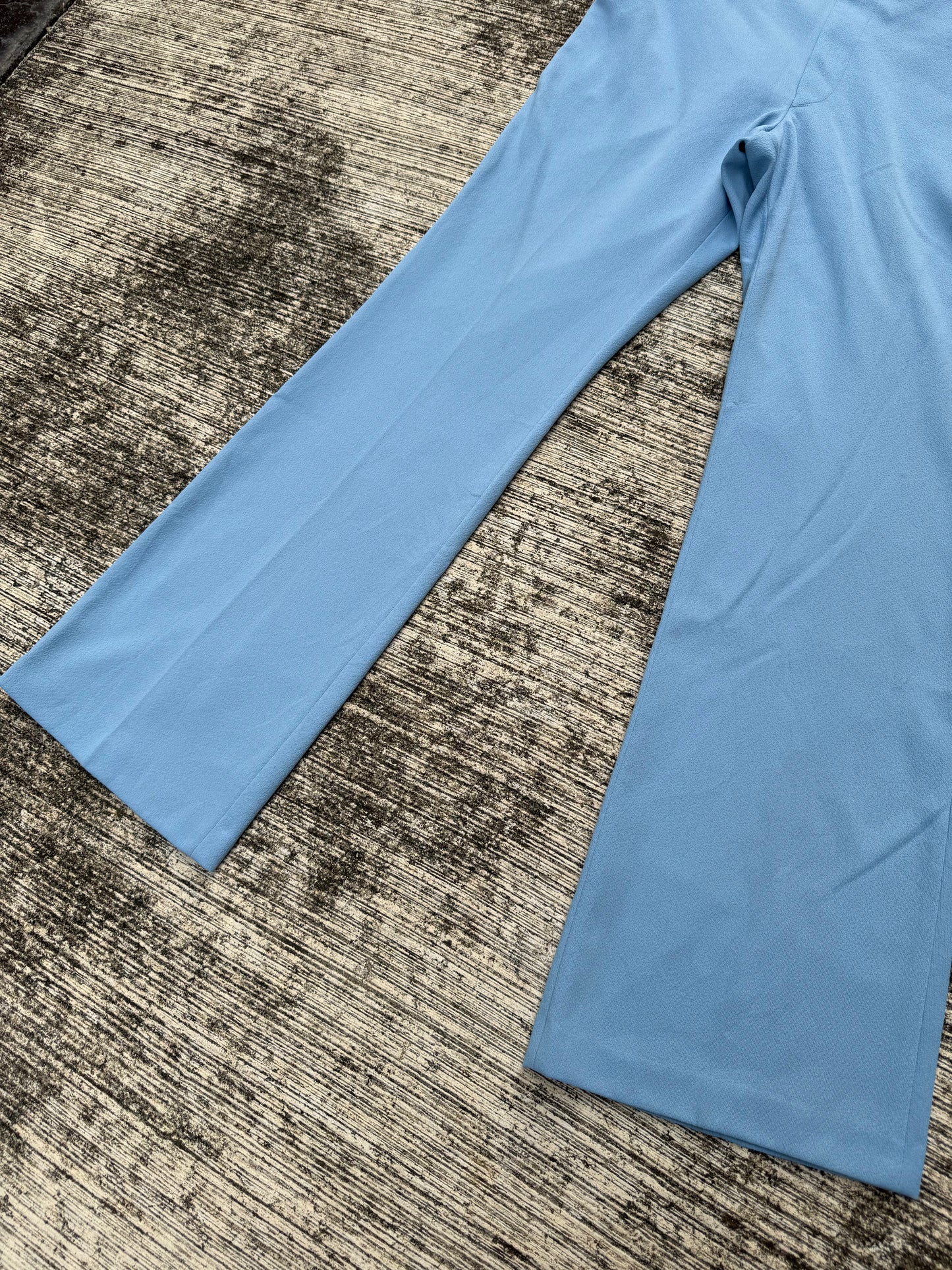 Vintage 1970s Light Blue Flare Trousers Wide Leg Disco Era Pants