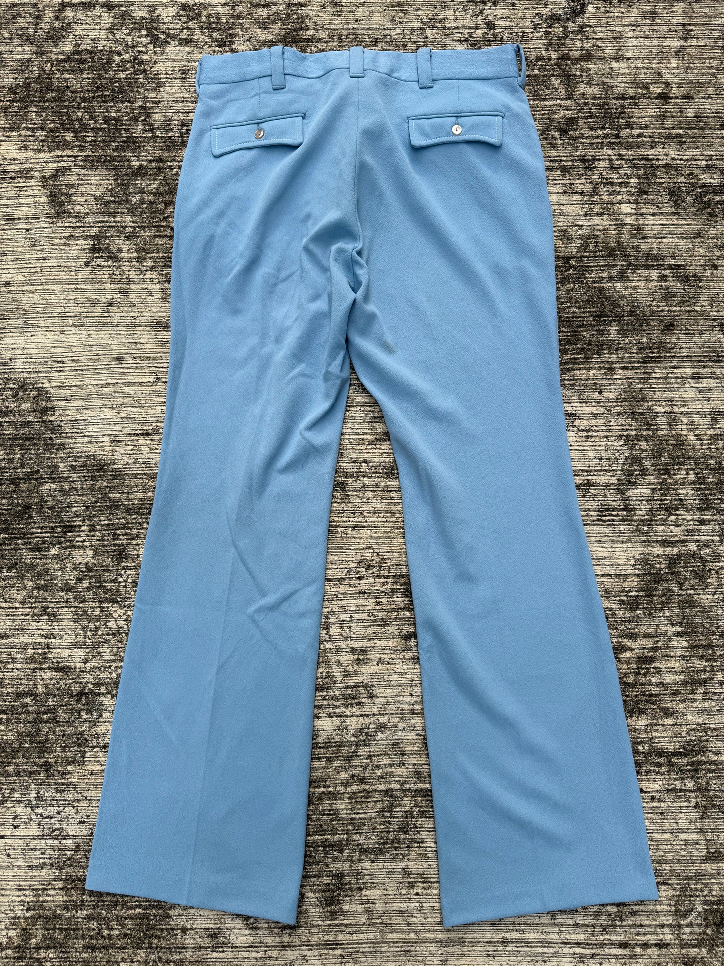 Vintage 1970s Light Blue Flare Trousers Wide Leg Disco Era Pants