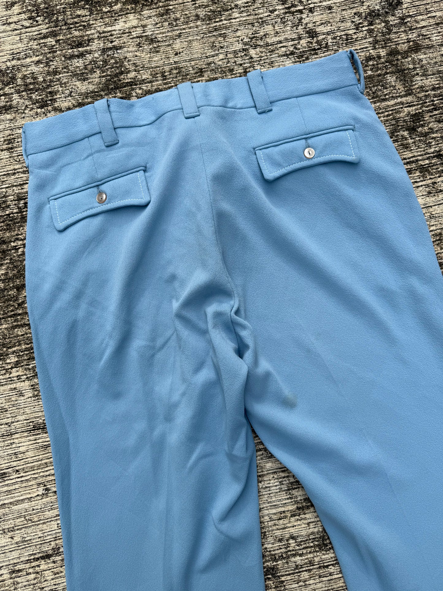 Vintage 1970s Light Blue Flare Trousers Wide Leg Disco Era Pants