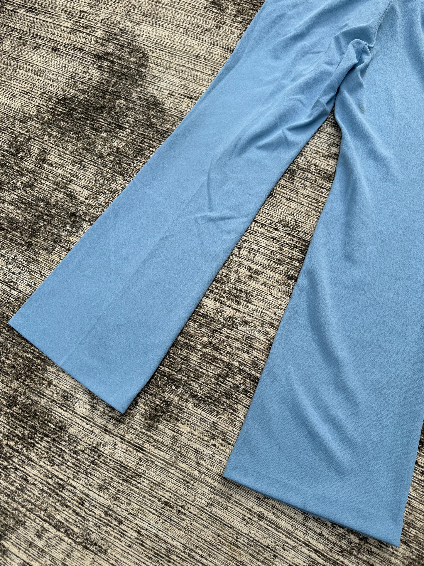 Vintage 1970s Light Blue Flare Trousers Wide Leg Disco Era Pants