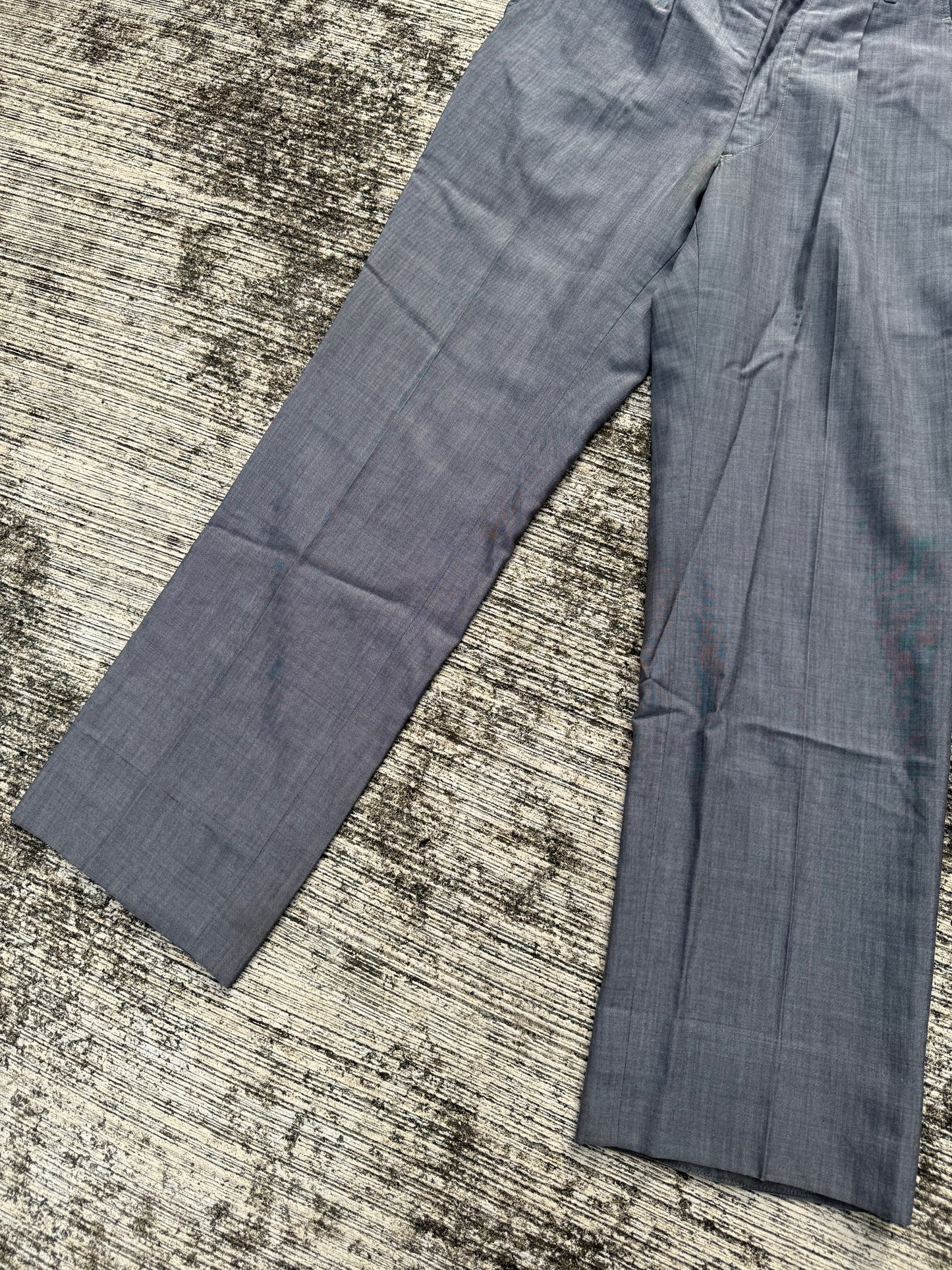 Vintage 60s Grey Gabardine Trousers Talon Zipper Anchor Hook Wool Blend Slacks