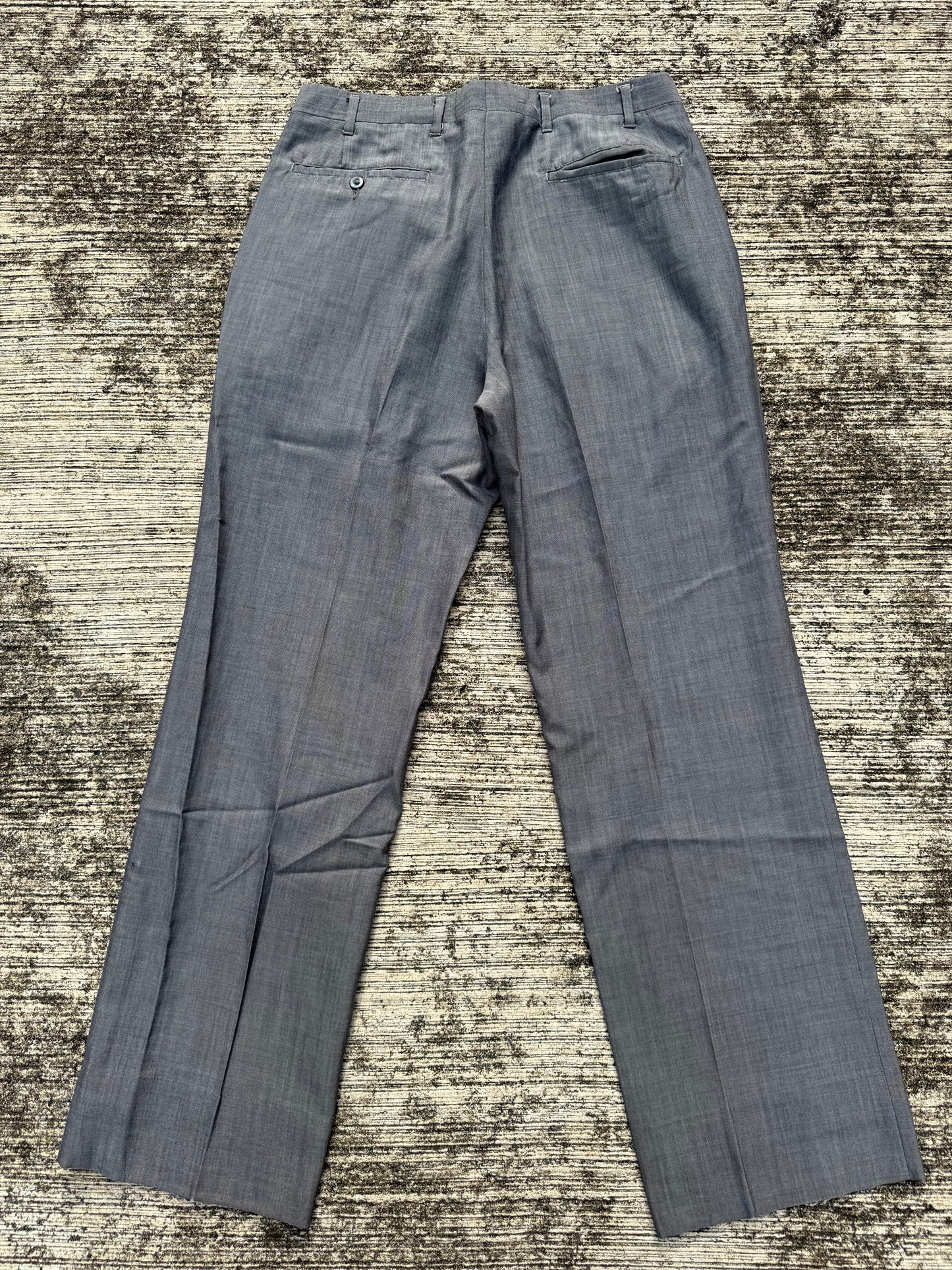Vintage 60s Grey Gabardine Trousers Talon Zipper Anchor Hook Wool Blend Slacks