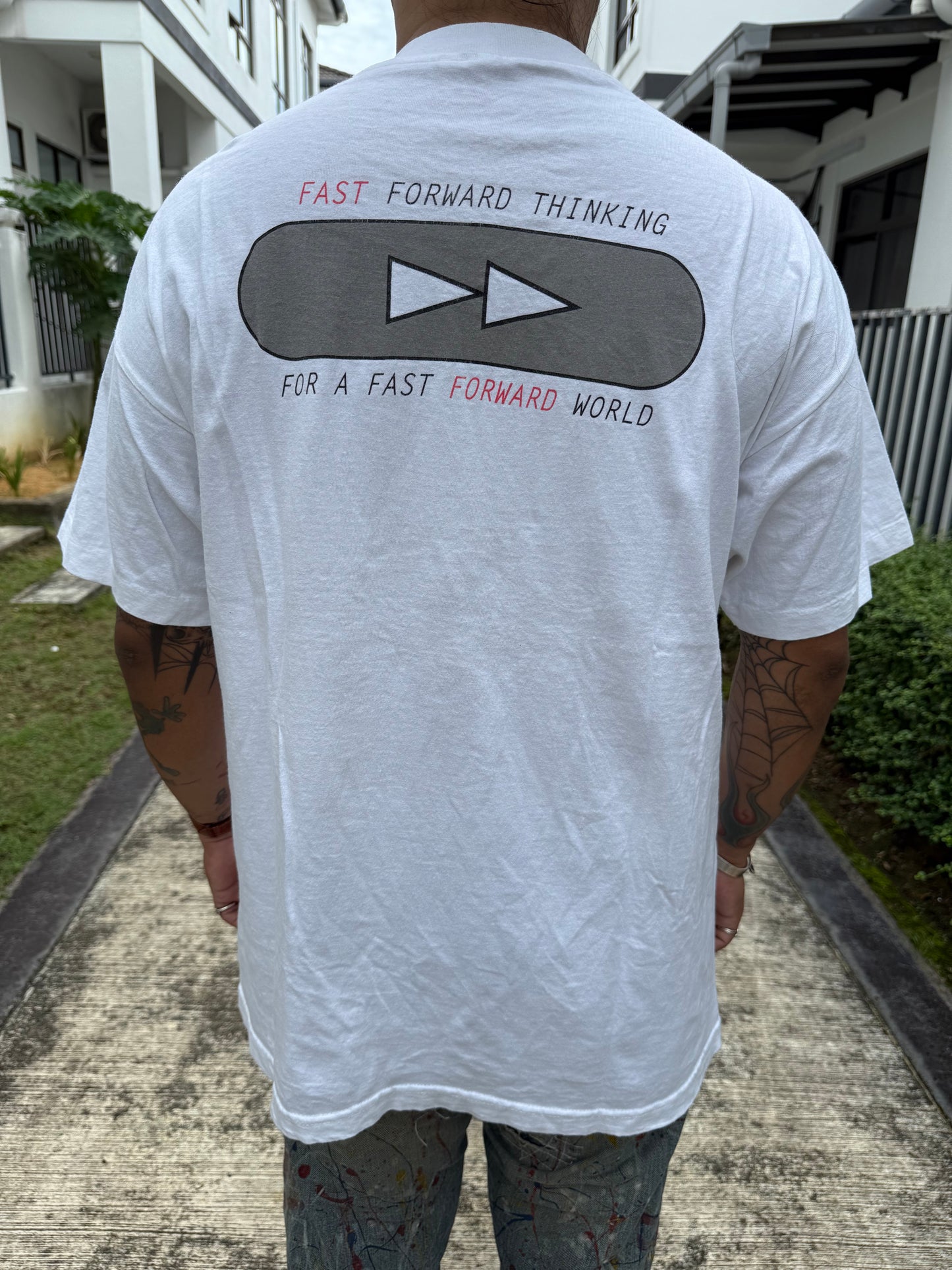 Vintage 90s TDK Fast Forward Promo T-Shirt Murina USA Cassette Tape VHS Tee