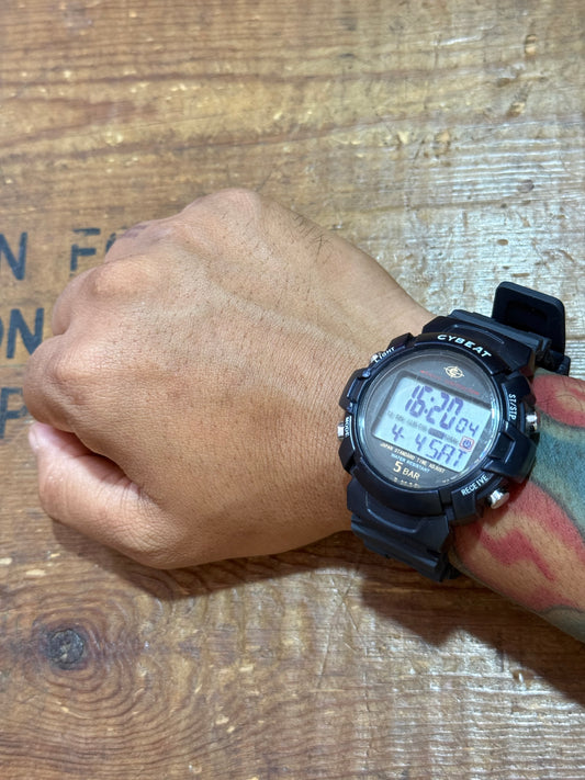 Cybeat J-AXIS Digital Watch Radio Controlled 5 Bar Black Sport Watch