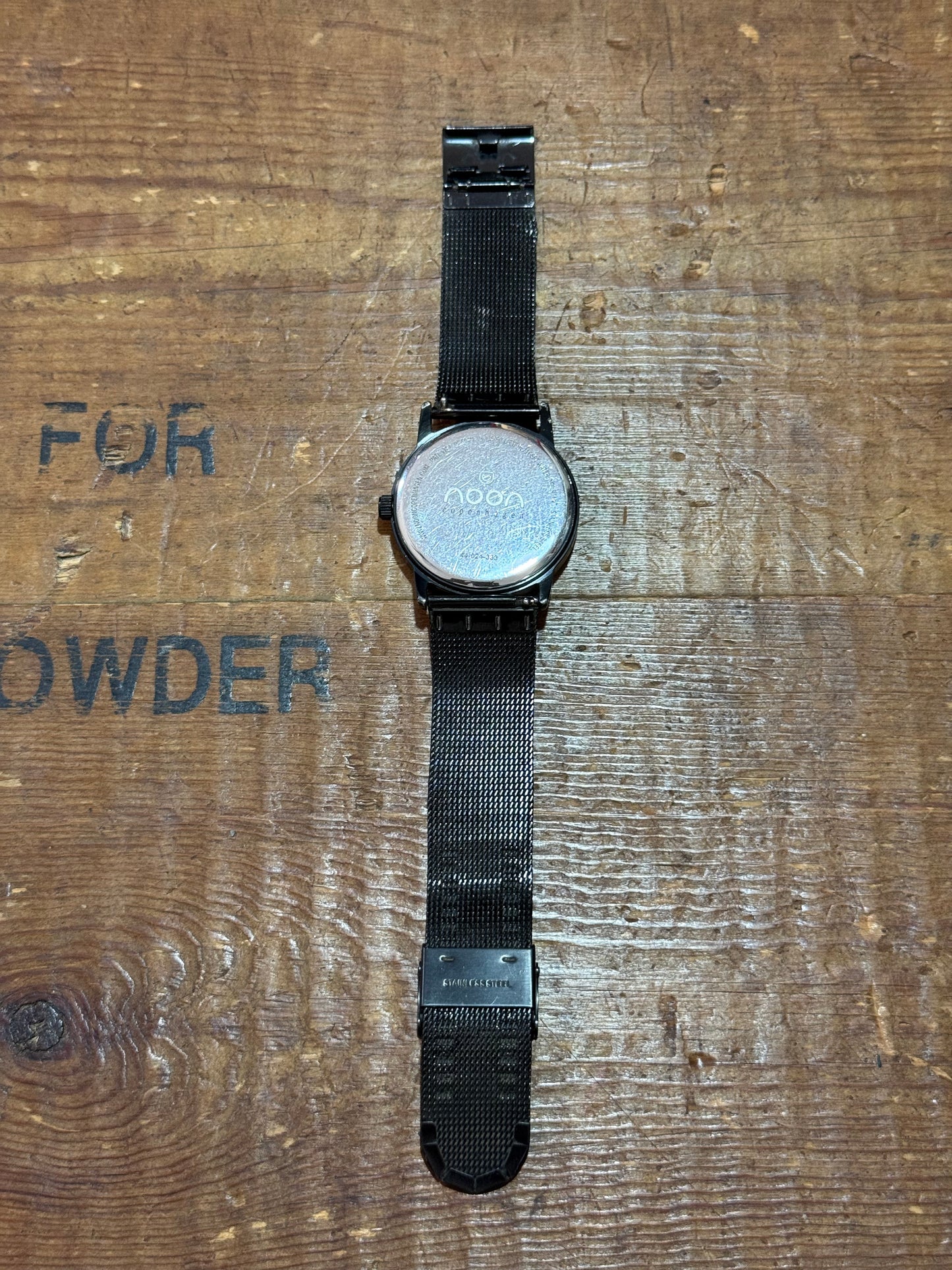 Noon Copenhagen Minimalist Watch Black Mesh Strap Two Tone Dial