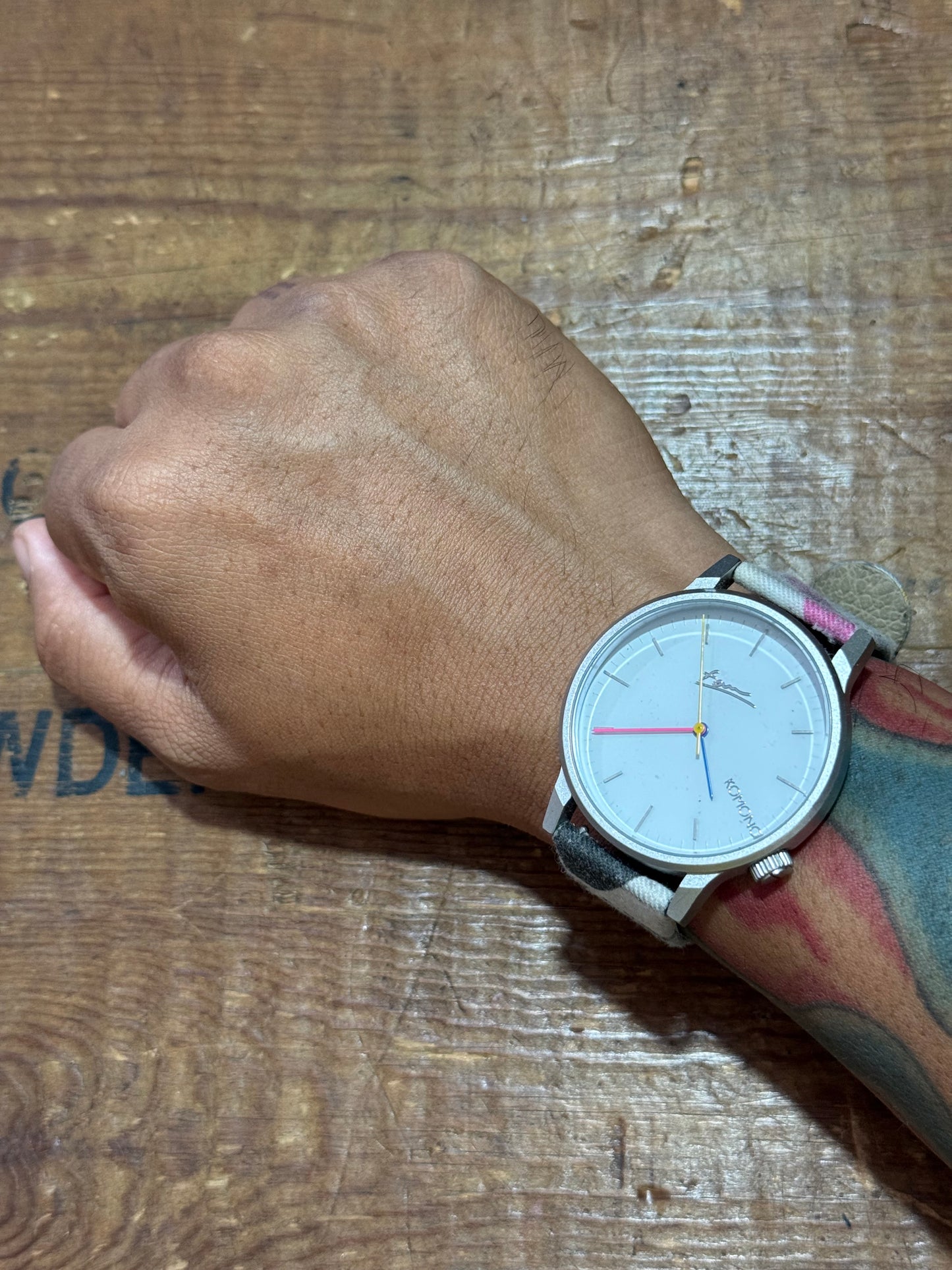 Komono Printed Strap Watch Minimalist Dial Casual Design