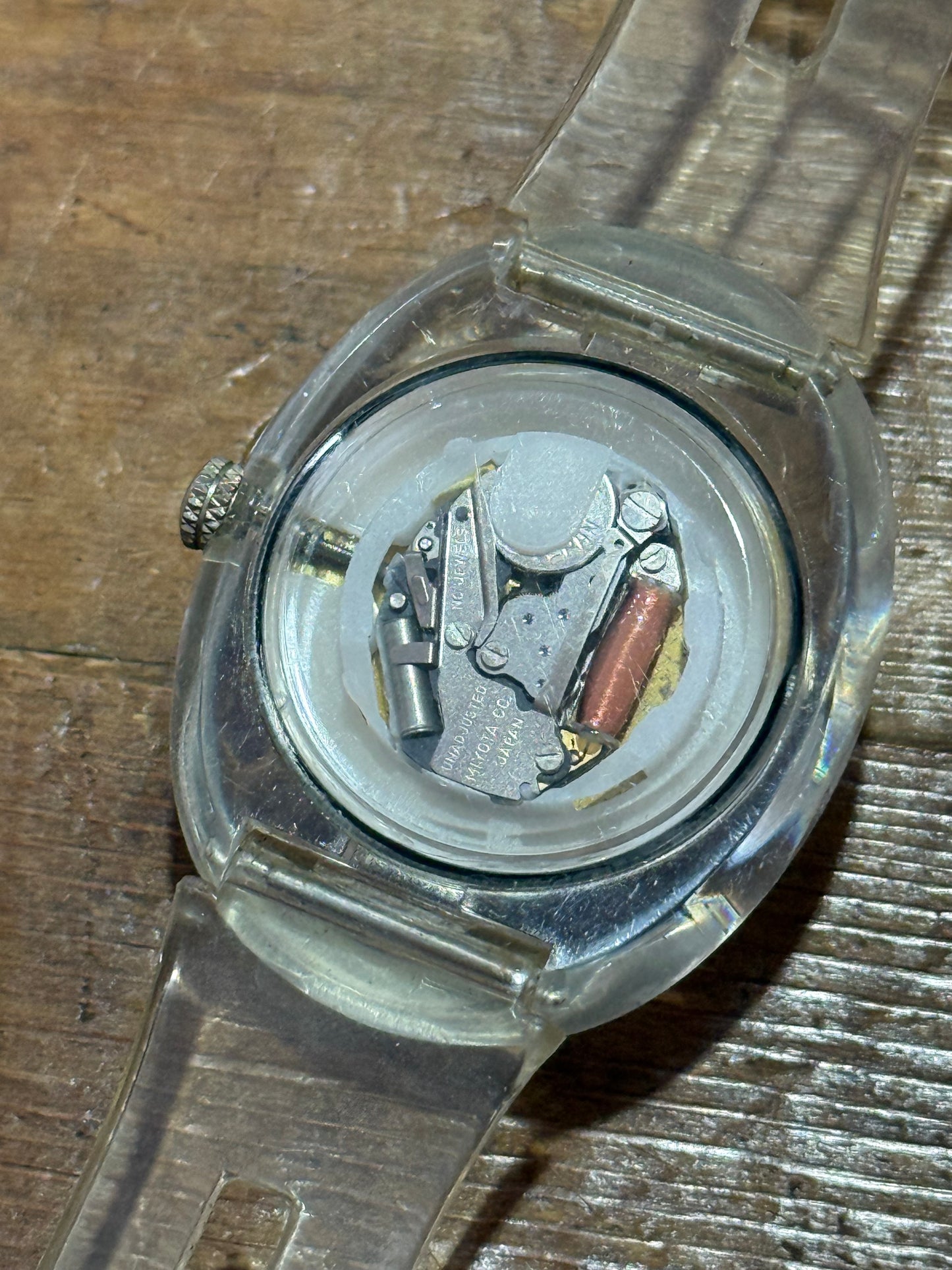 Kazamidori Transparent Case Quartz Watch Clear Strap Retro Design