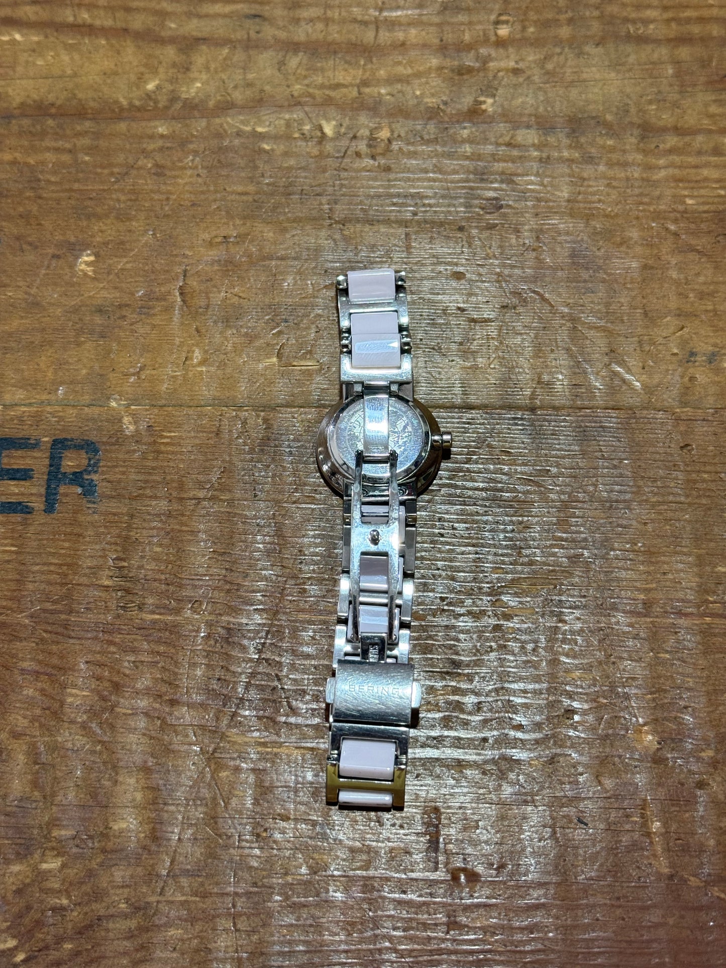 Bering Ceramic Watch Mother of Pearl Dial Pink Link Bracelet Women