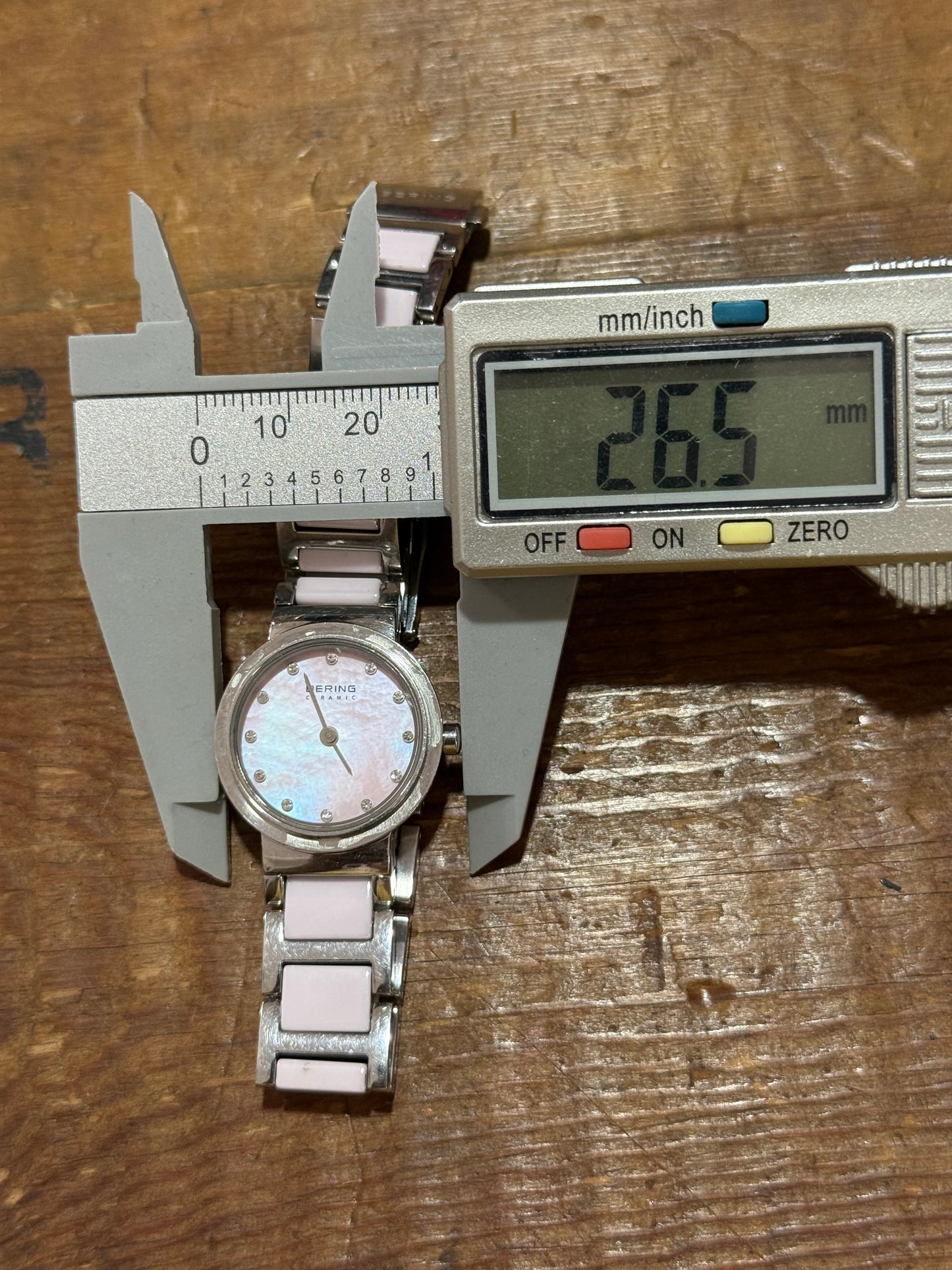 Bering Ceramic Watch Mother of Pearl Dial Pink Link Bracelet Women