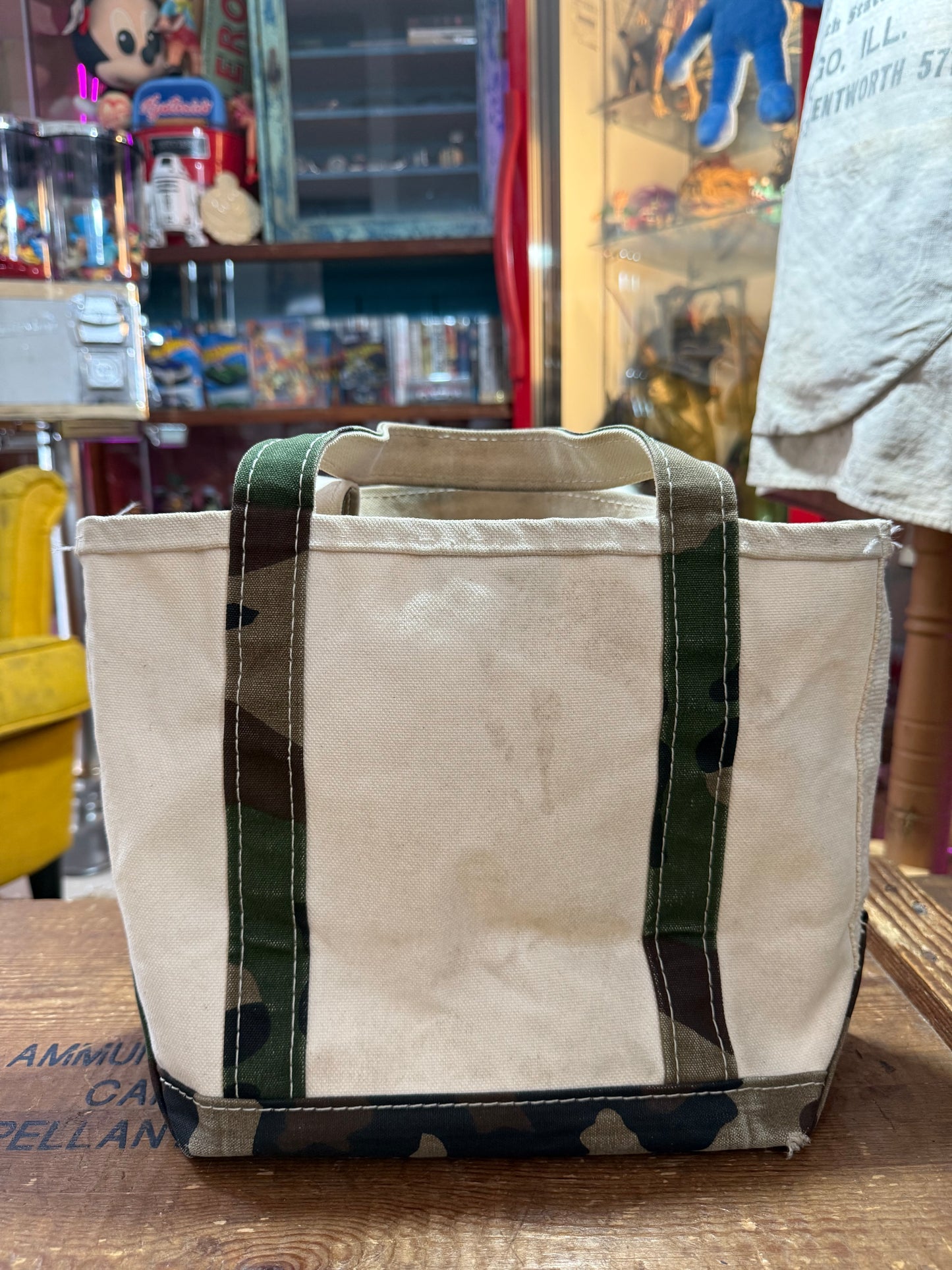 Vintage LL Bean Boat and Tote Canvas Bag Camo Trim Made in USA