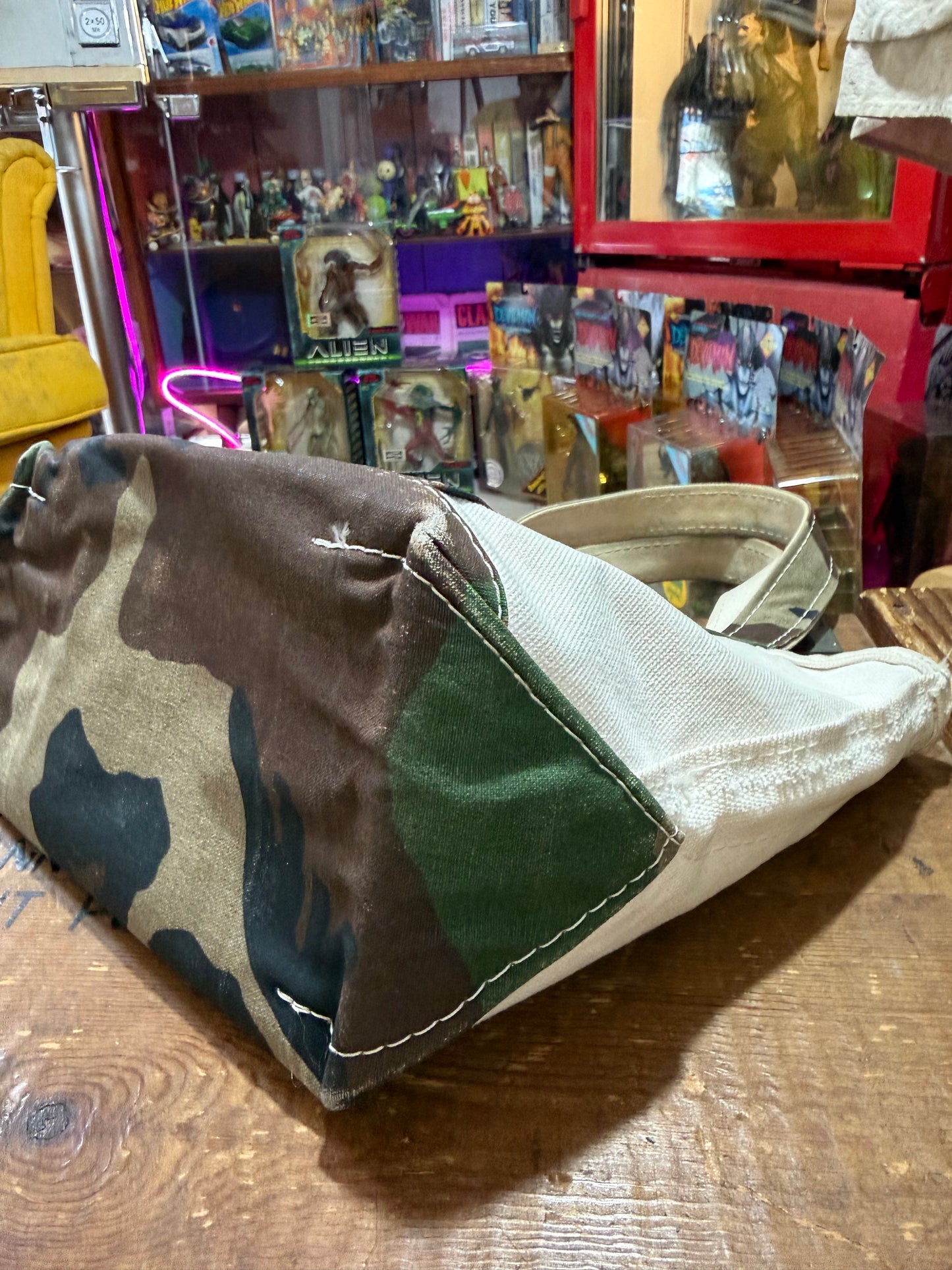 Vintage LL Bean Boat and Tote Canvas Bag Camo Trim Made in USA