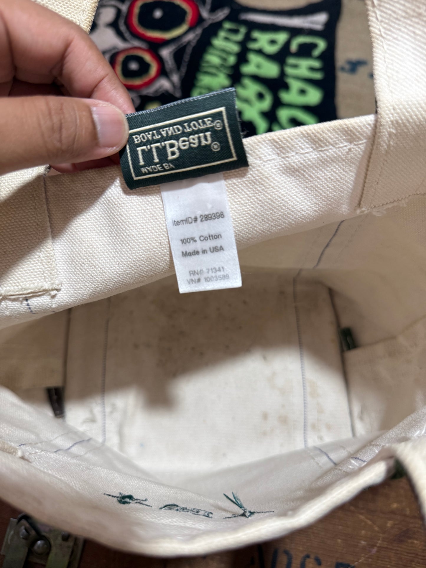Vintage LL Bean Boat and Tote Canvas Bag Camo Trim Made in USA