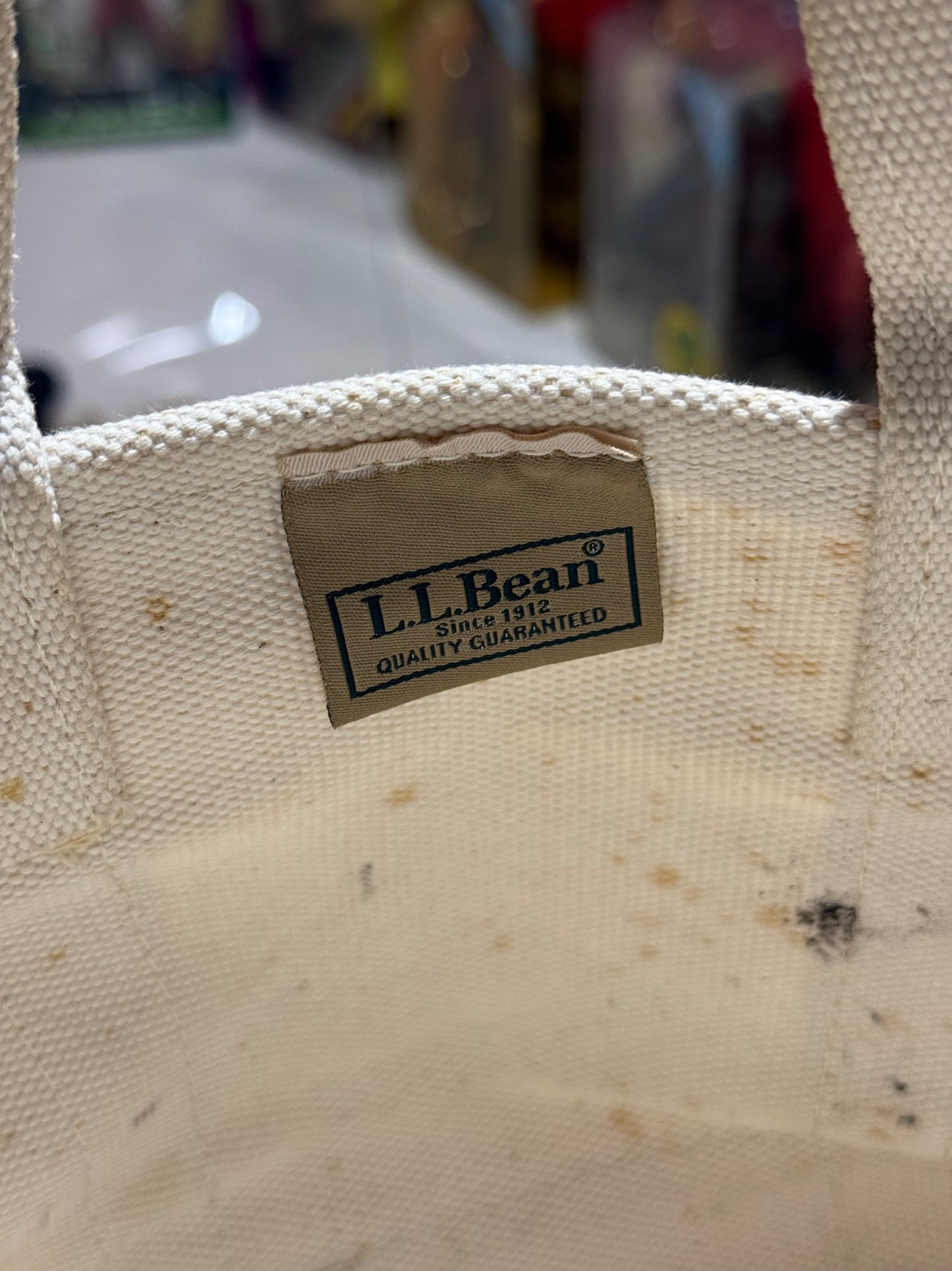 LL Bean Canvas Boat and Tote Bag Pink Trim Mini Tote