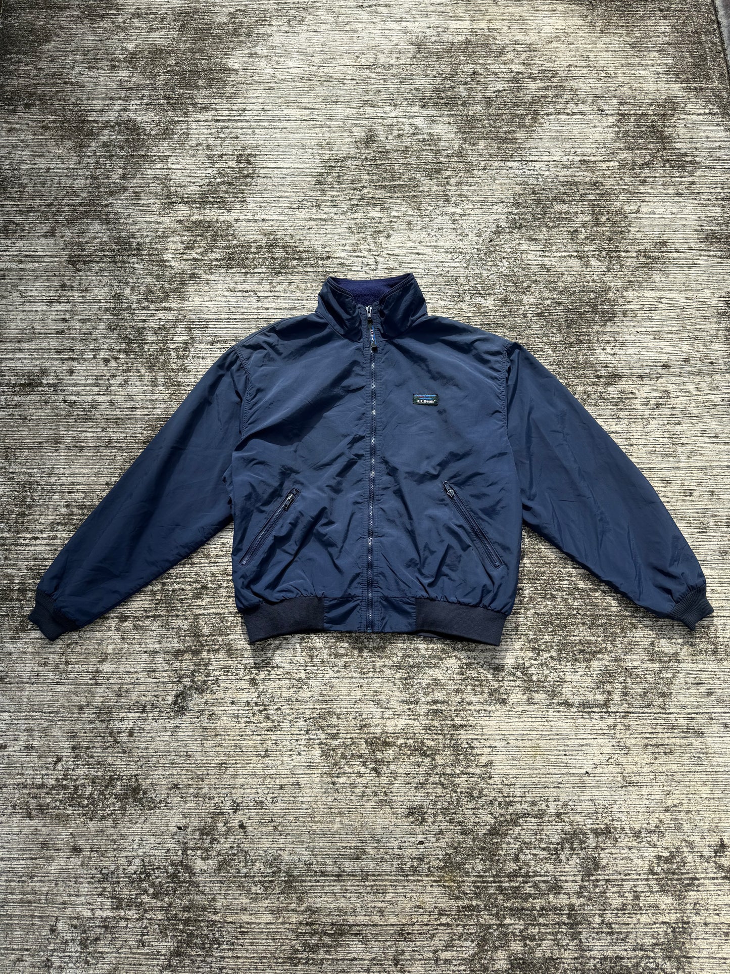 Vintage L.L.Bean Three-Season Jacket – Navy Blue Fleece-Lined Windbreaker USA Made