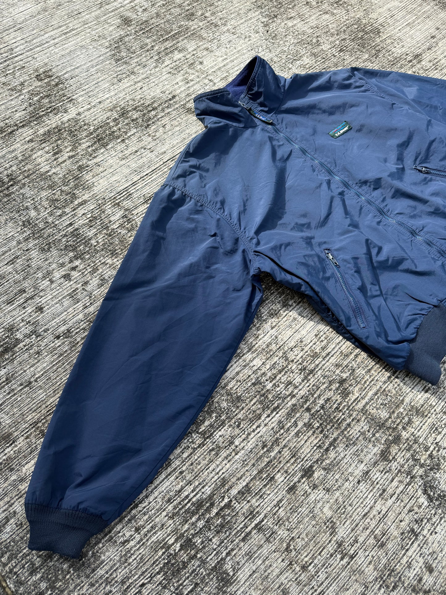 Vintage L.L.Bean Three-Season Jacket – Navy Blue Fleece-Lined Windbreaker USA Made
