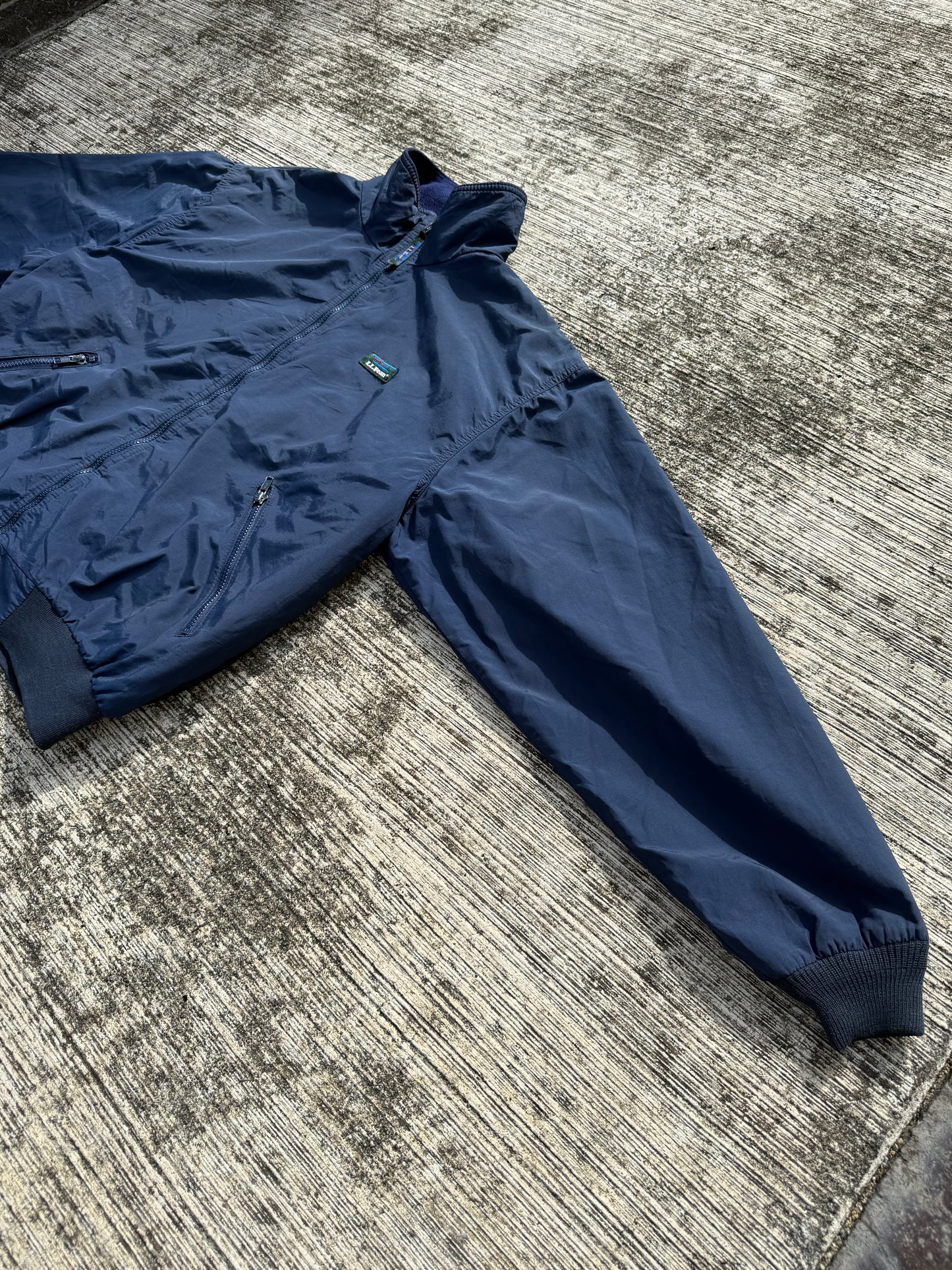 Vintage L.L.Bean Three-Season Jacket – Navy Blue Fleece-Lined Windbreaker USA Made