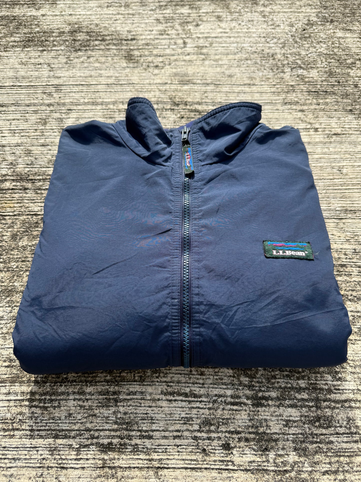 Vintage L.L.Bean Three-Season Jacket – Navy Blue Fleece-Lined Windbreaker USA Made