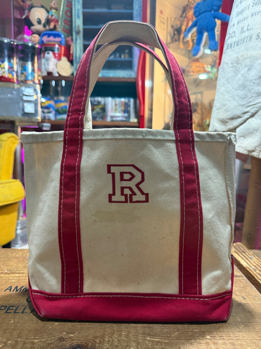 Vintage LL Bean Boat and Tote Canvas Bag Red Trim Small Size USA
