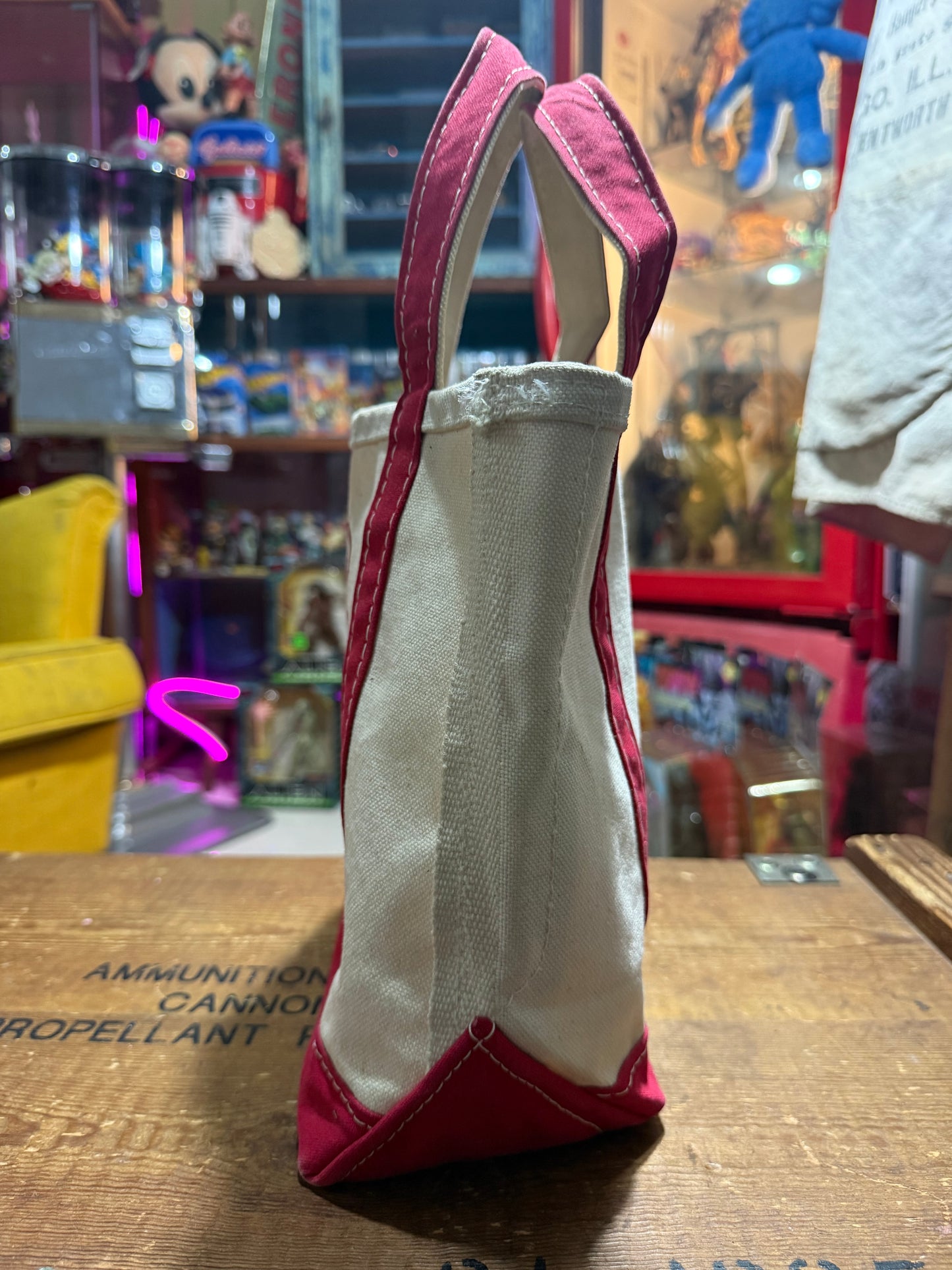 Vintage LL Bean Boat and Tote Canvas Bag Red Trim Small Size USA