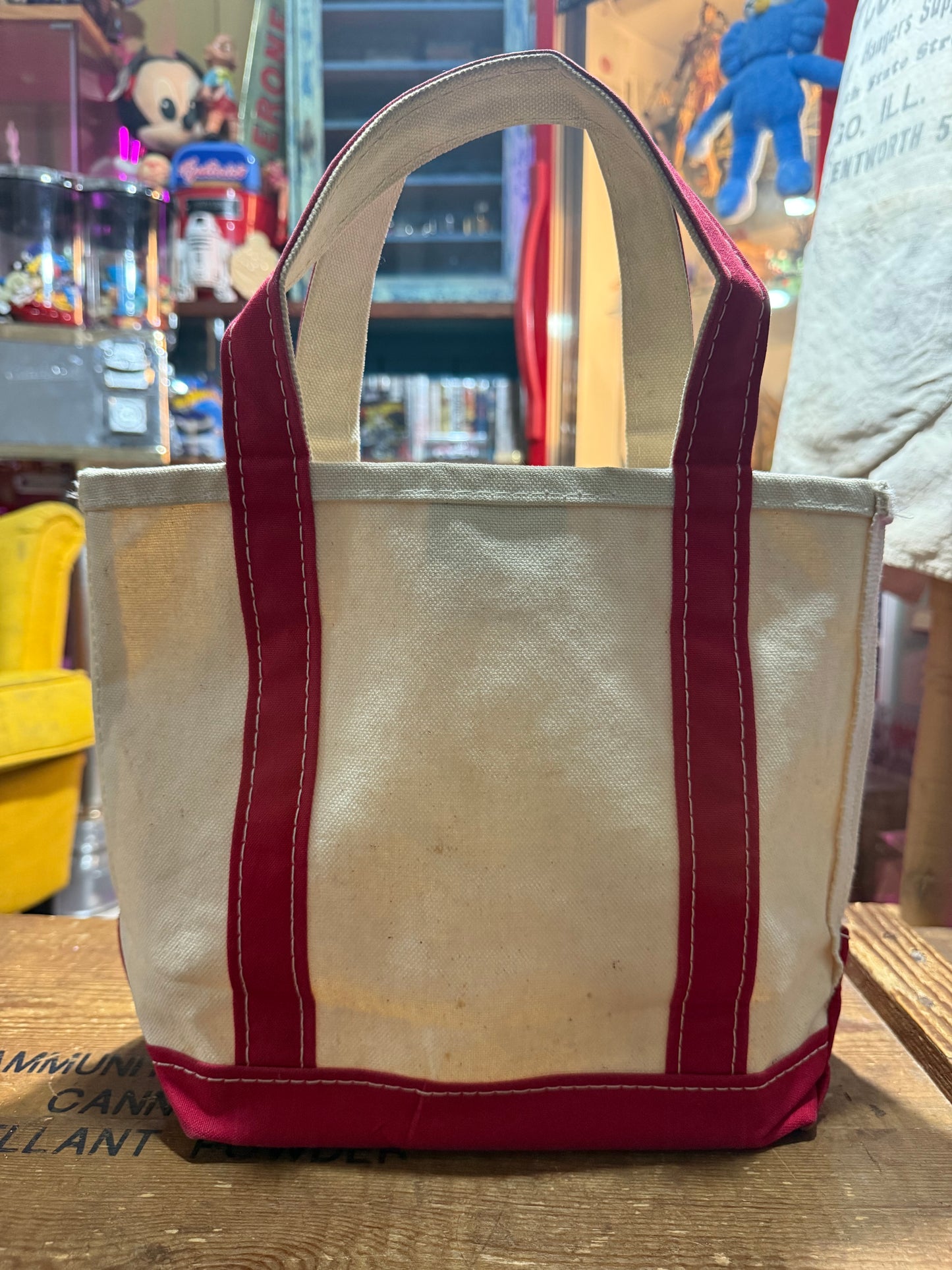 Vintage LL Bean Boat and Tote Canvas Bag Red Trim Small Size USA