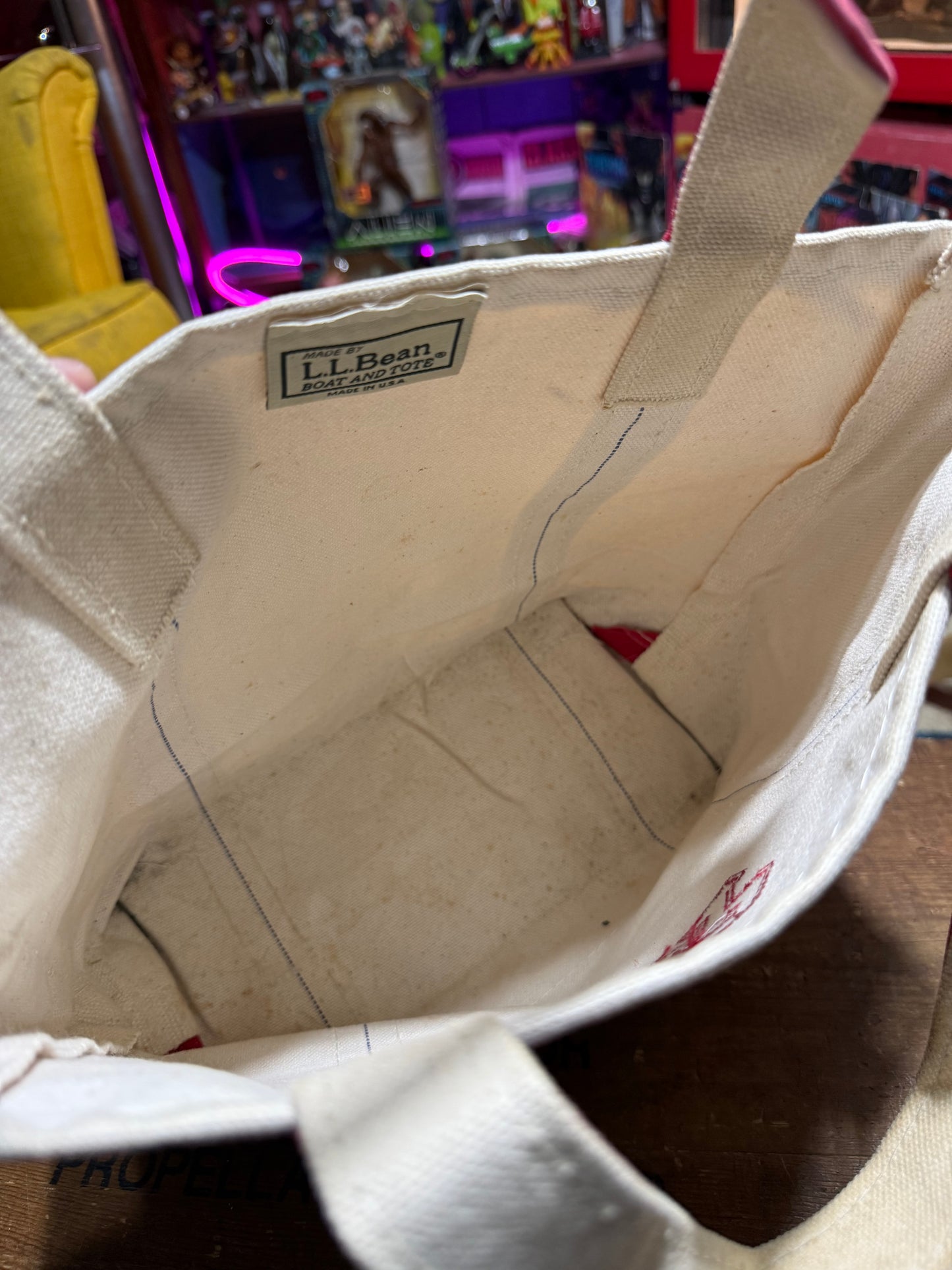 Vintage LL Bean Boat and Tote Canvas Bag Red Trim Small Size USA