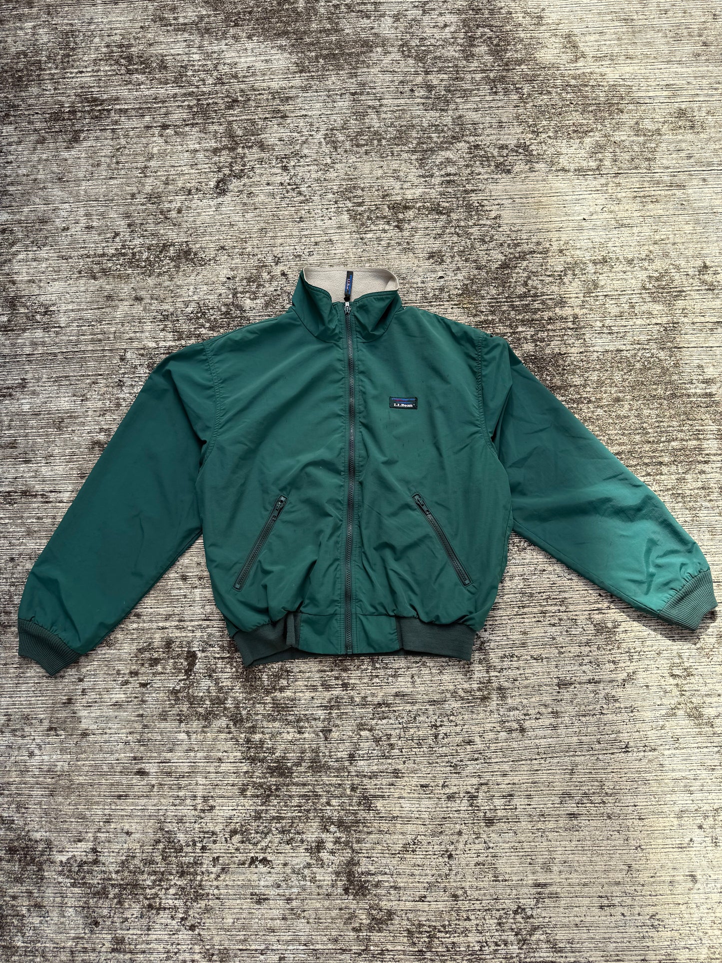 Vintage L.L. Bean Three-Season Jacket Green Fleece Lined Zip Up Made in USA