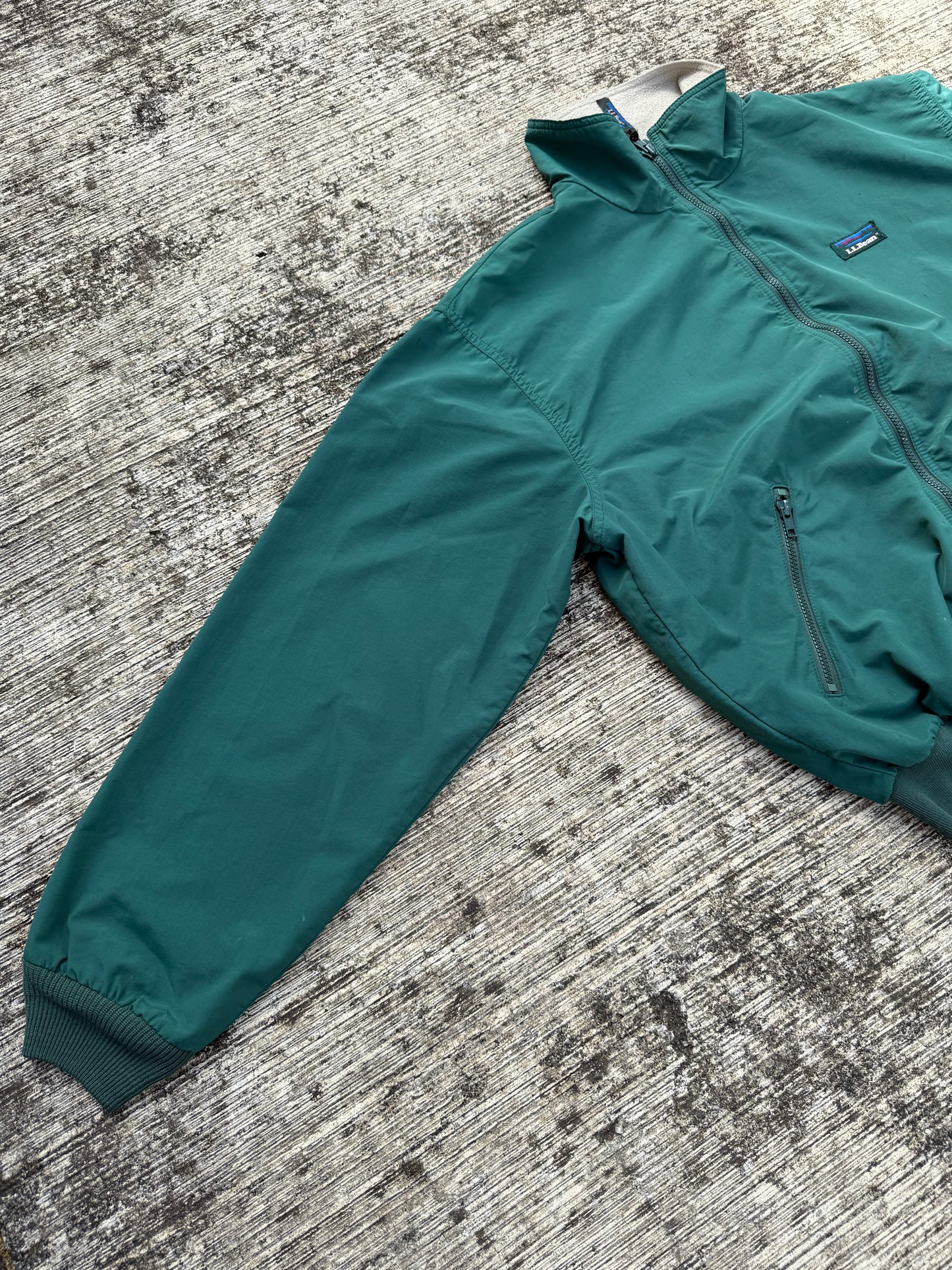 Vintage L.L. Bean Three-Season Jacket Green Fleece Lined Zip Up Made in USA