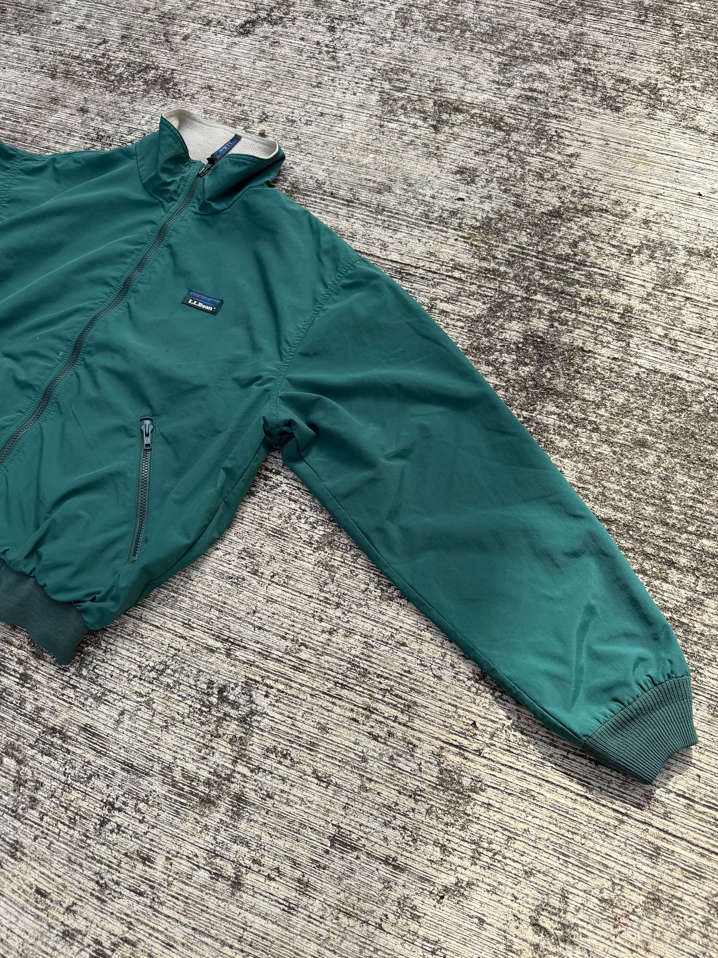 Vintage L.L. Bean Three-Season Jacket Green Fleece Lined Zip Up Made in USA