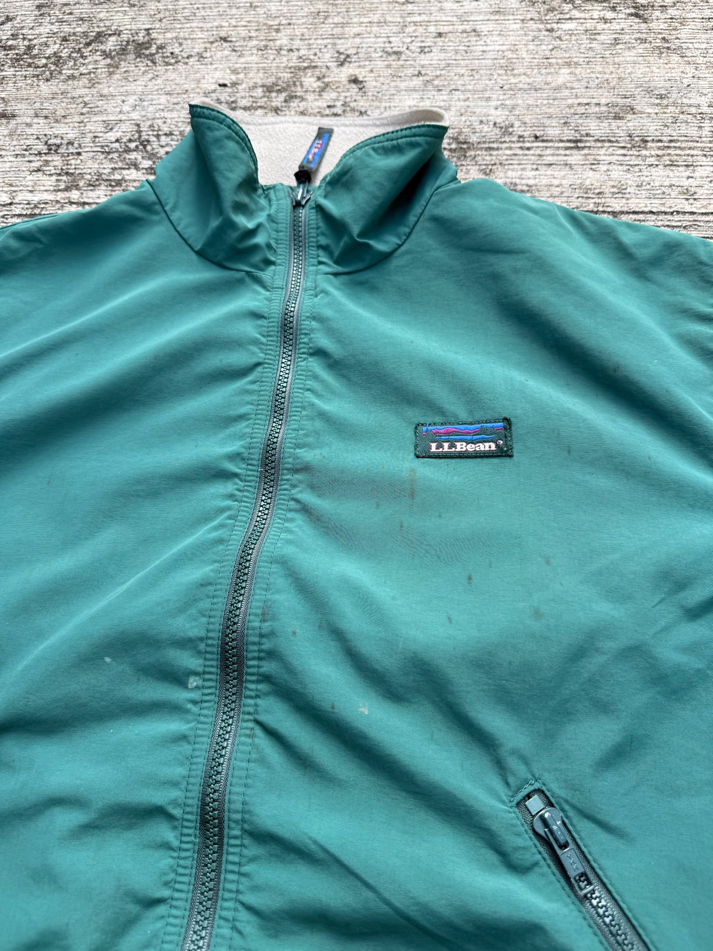 Vintage L.L. Bean Three-Season Jacket Green Fleece Lined Zip Up Made in USA