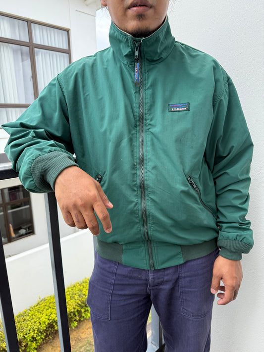 Vintage L.L. Bean Three-Season Jacket Green Fleece Lined Zip Up Made in USA