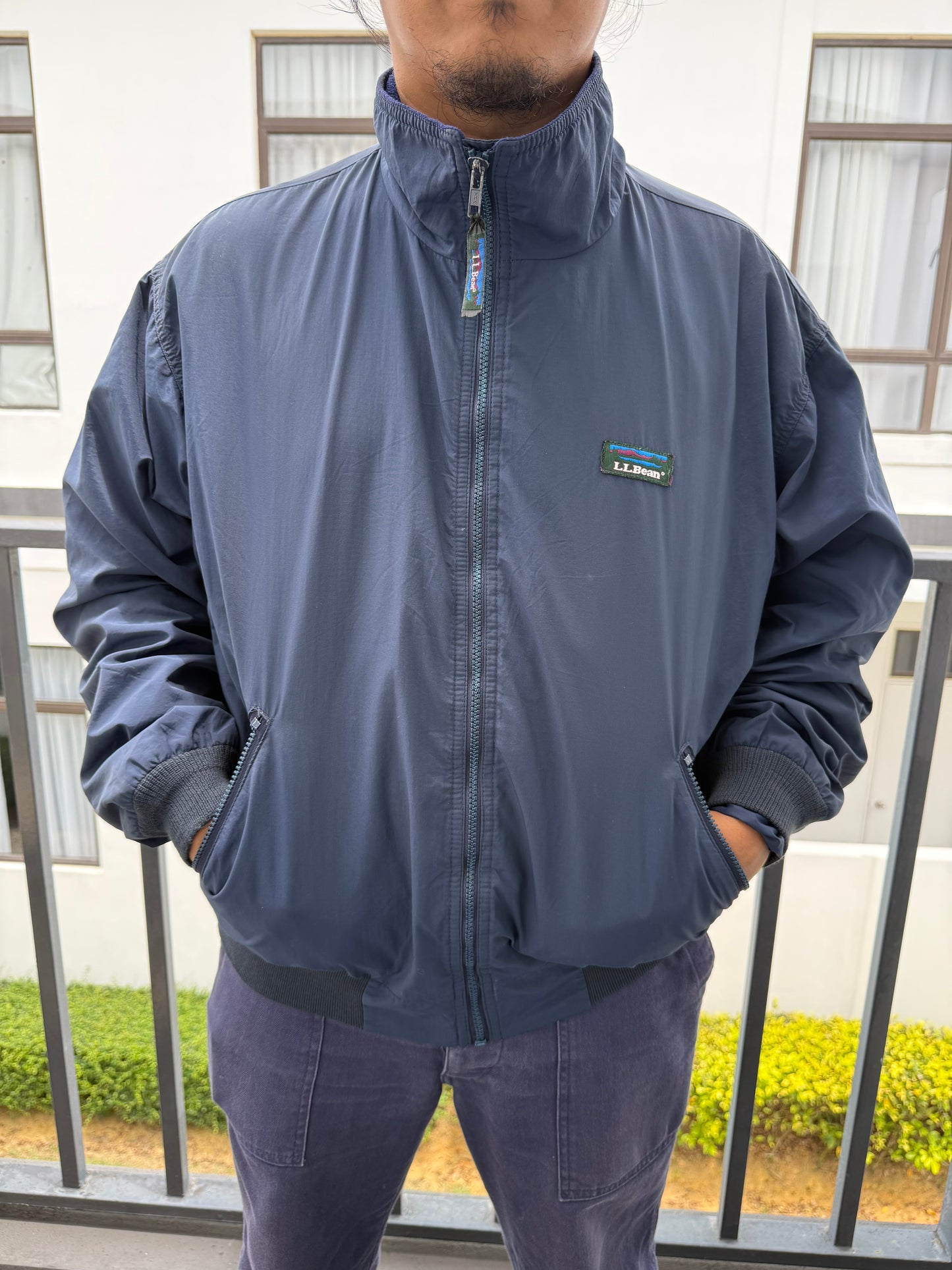 Vintage L.L.Bean Three-Season Jacket – Navy Blue Fleece-Lined Windbreaker USA Made