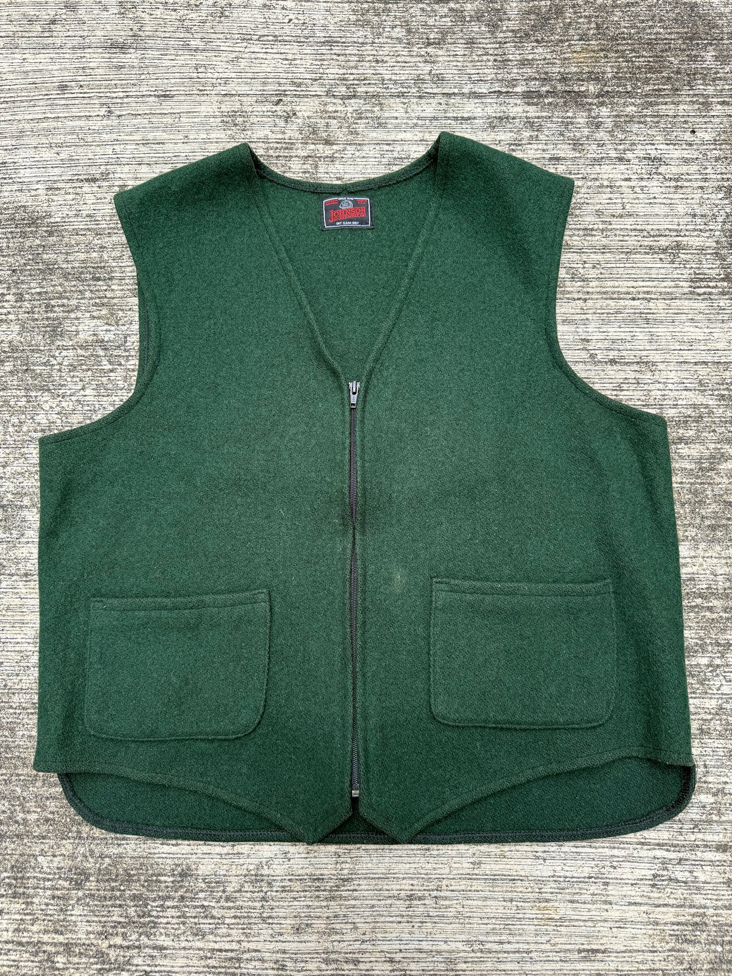 Vintage Johnson Woolen Mills Wool Zip Vest Green Made in USA