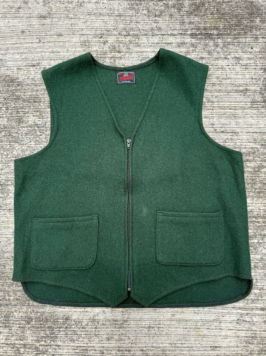 Vintage Johnson Woolen Mills Wool Zip Vest Green Made in USA