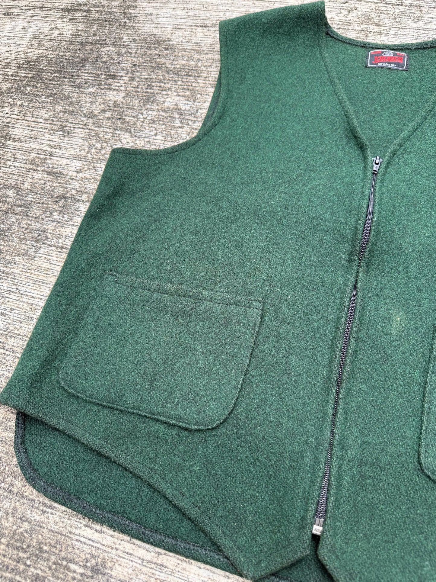 Vintage Johnson Woolen Mills Wool Zip Vest Green Made in USA