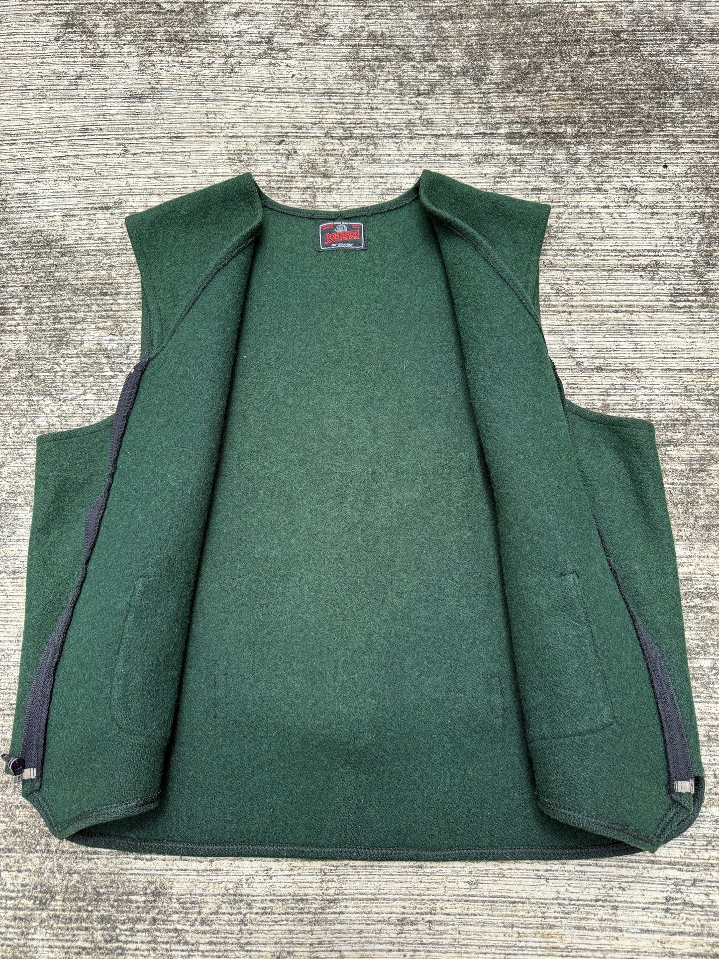Vintage Johnson Woolen Mills Wool Zip Vest Green Made in USA