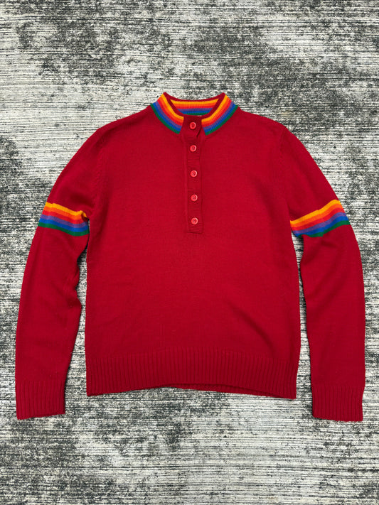 Vintage 1970s-80s Levis  Rainbow Trim Henley Sweater