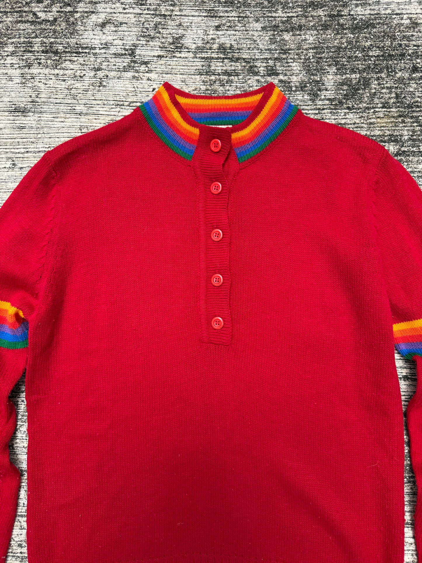 Vintage 1970s-80s Levis  Rainbow Trim Henley Sweater