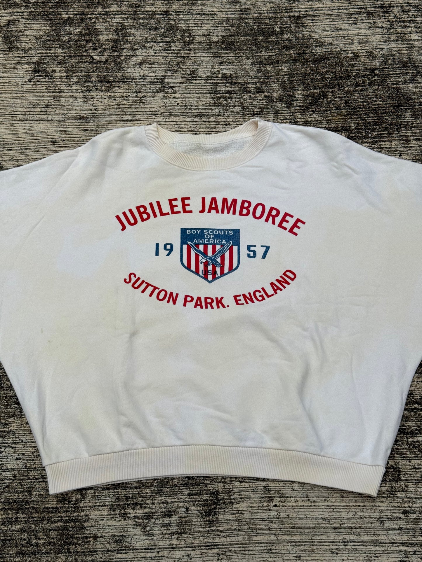 Vintage 1957 Boy Scouts Jubilee Jamboree Sweatshirt Sutton Park England