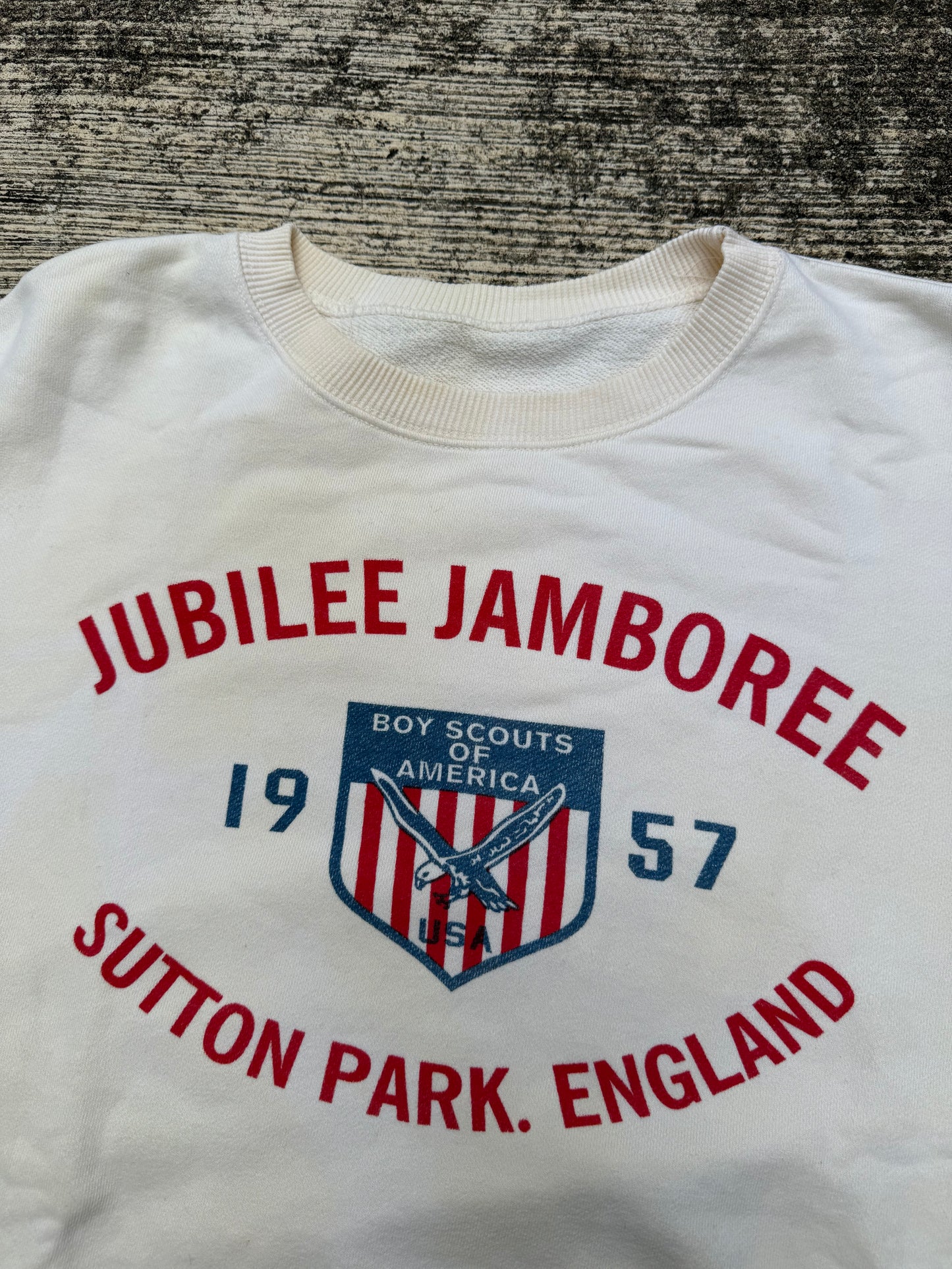 Vintage 1957 Boy Scouts Jubilee Jamboree Sweatshirt Sutton Park England
