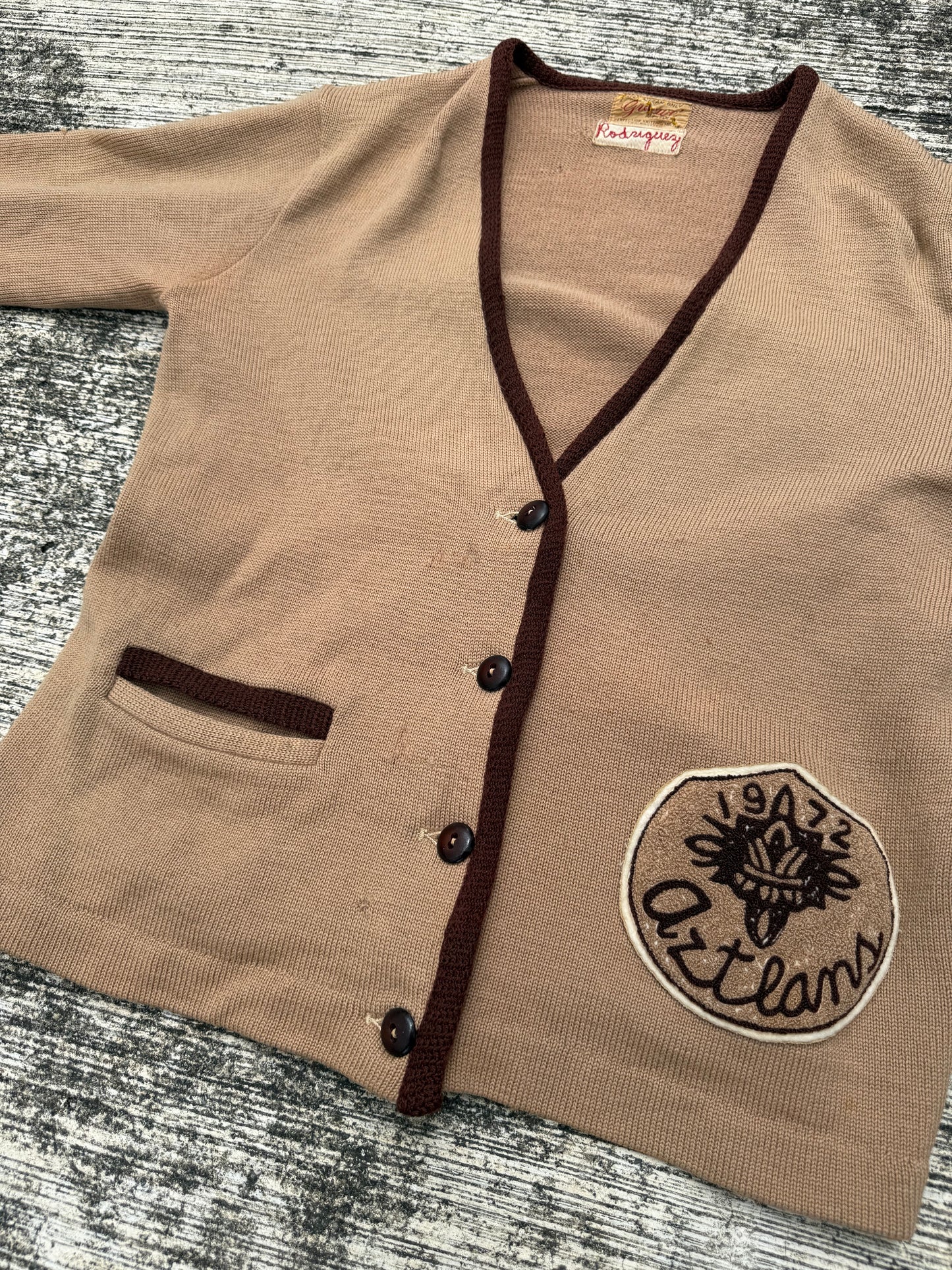 Vintage 1972 Aztlan Varsity Knit Cardigan