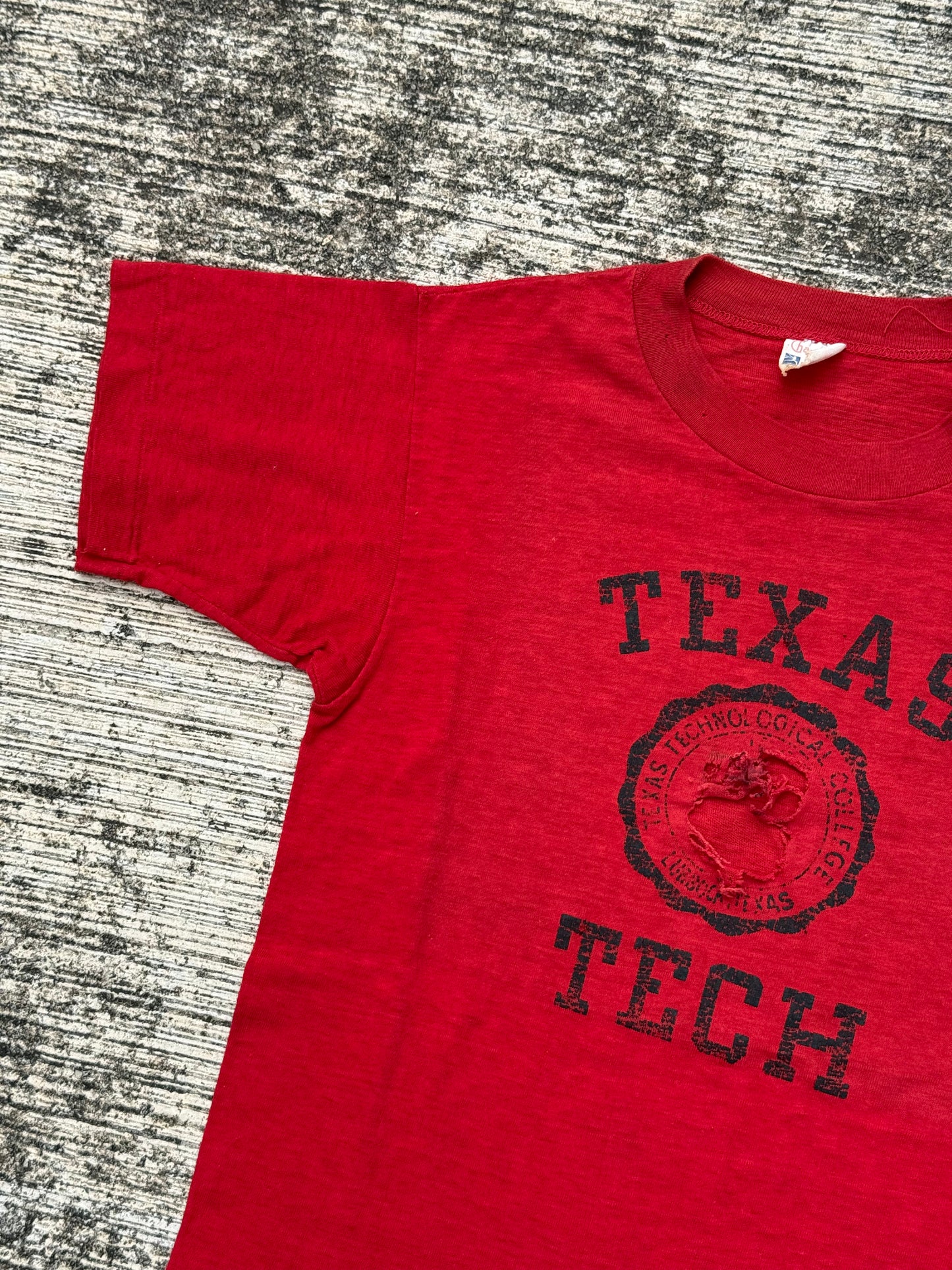 Vintage 1950s–60s Texas Tech Champion Running Man T-Shirt – Red Collegiate Tee