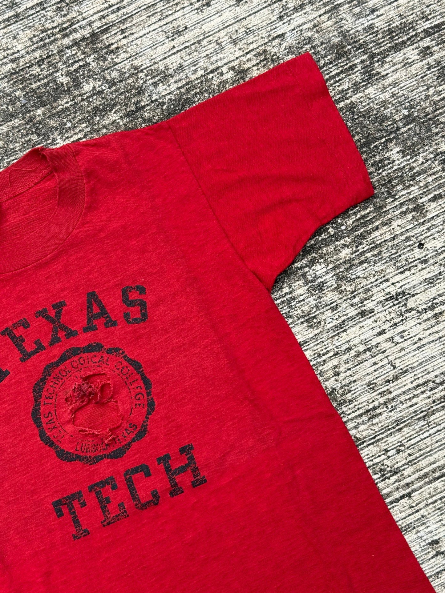Vintage 1950s–60s Texas Tech Champion Running Man T-Shirt – Red Collegiate Tee