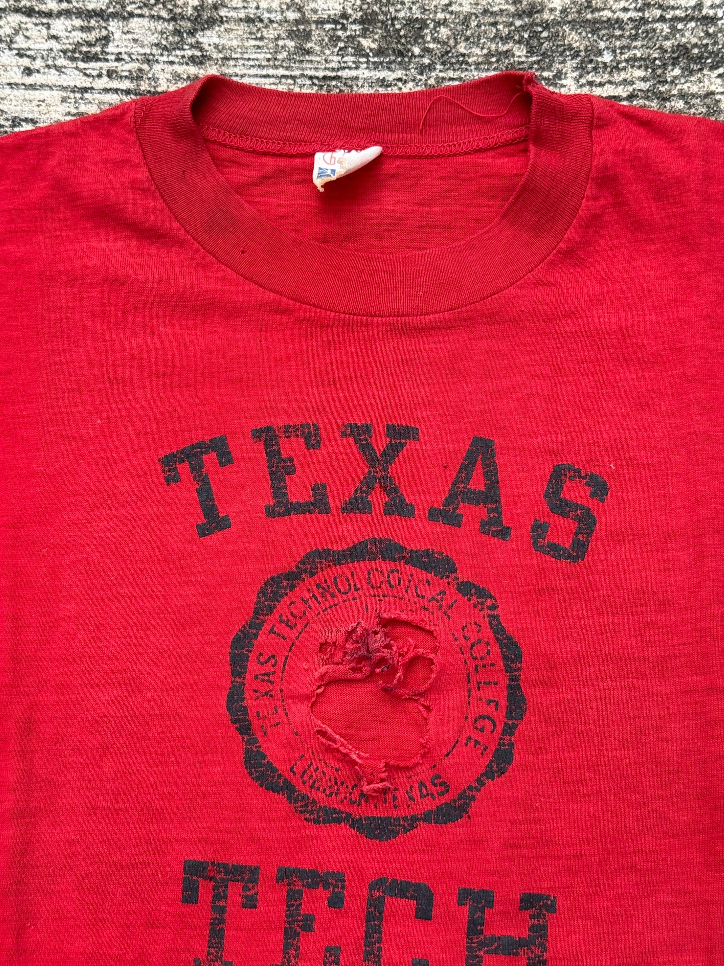 Vintage 1950s–60s Texas Tech Champion Running Man T-Shirt – Red Collegiate Tee