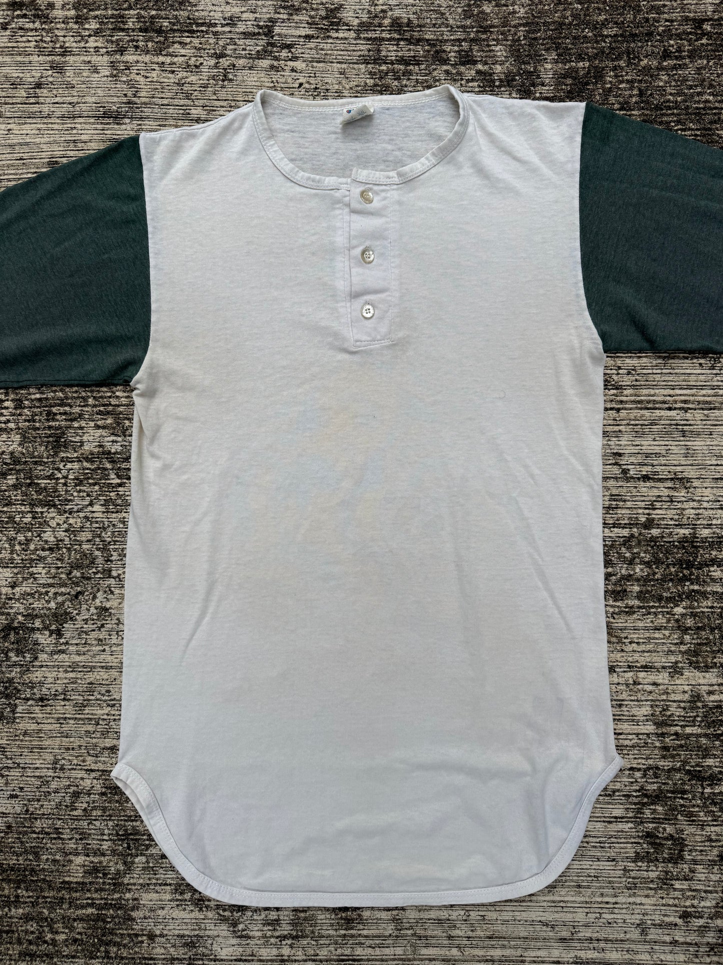 Vintage 1970s-80s Champion Henley Baseball Tee Raglan 3/4 Sleeve