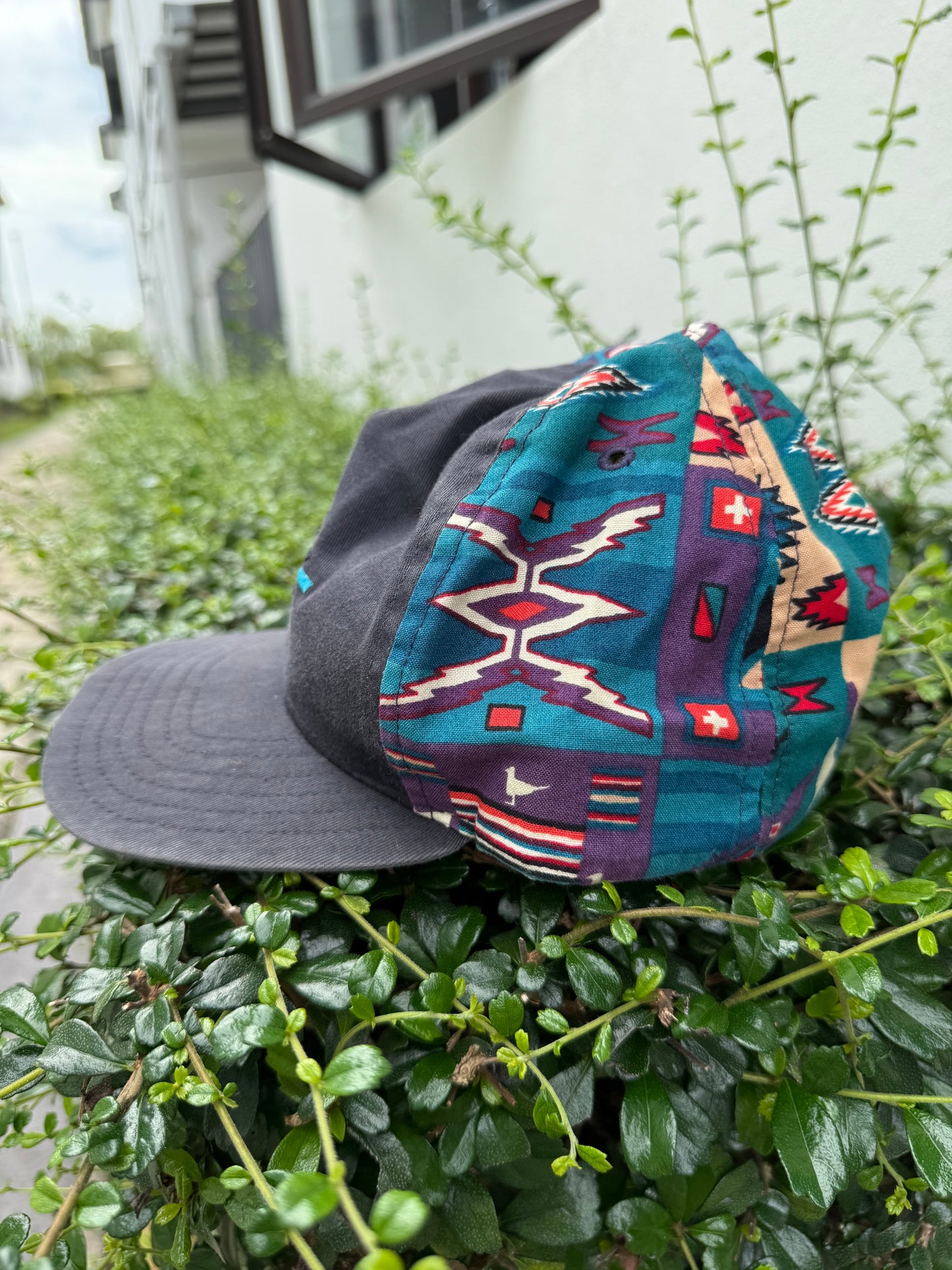 Vintage Tribal Pattern Snapback Cap Made in USA Aztec Style 90s Streetwear